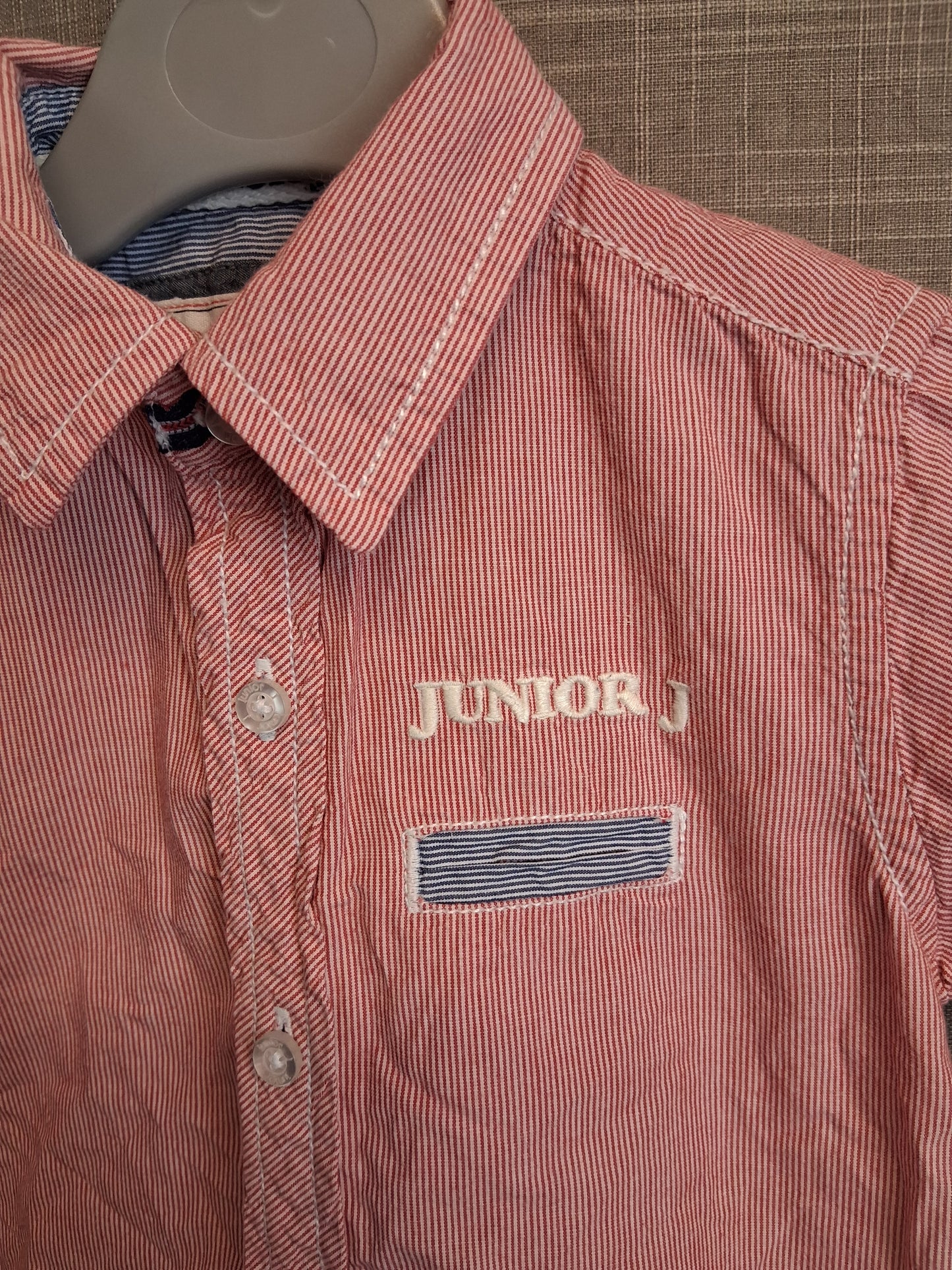 Jasper Conran Boys Red Stripe Short Sleeve Shirt Age 18-24 Months