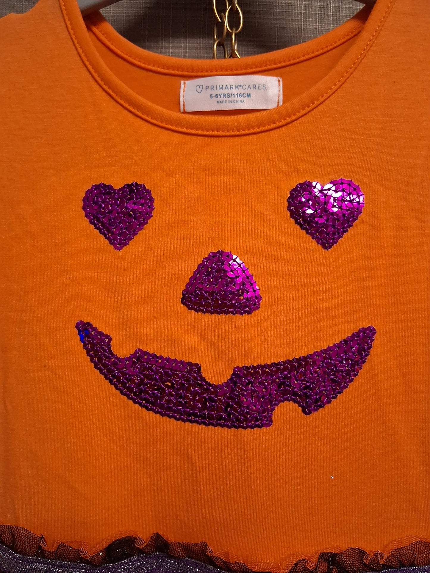 Primark Halloween Pumpkin Orange Multicolour Long Sleeve Dress Age 5-6 Years