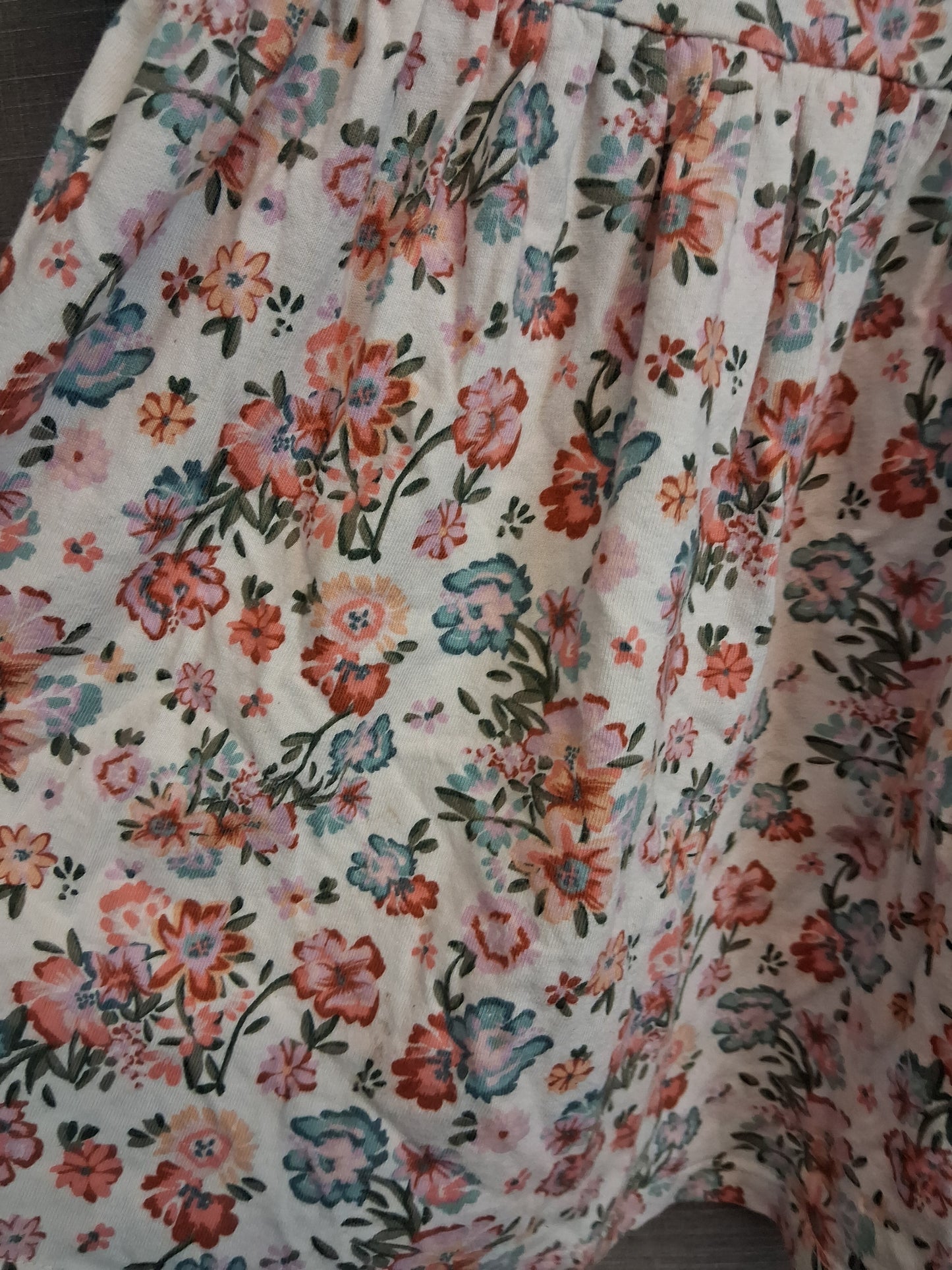 Next Girls Cream Floral Dress Short Sleeve Jersey Age 12-18 Months