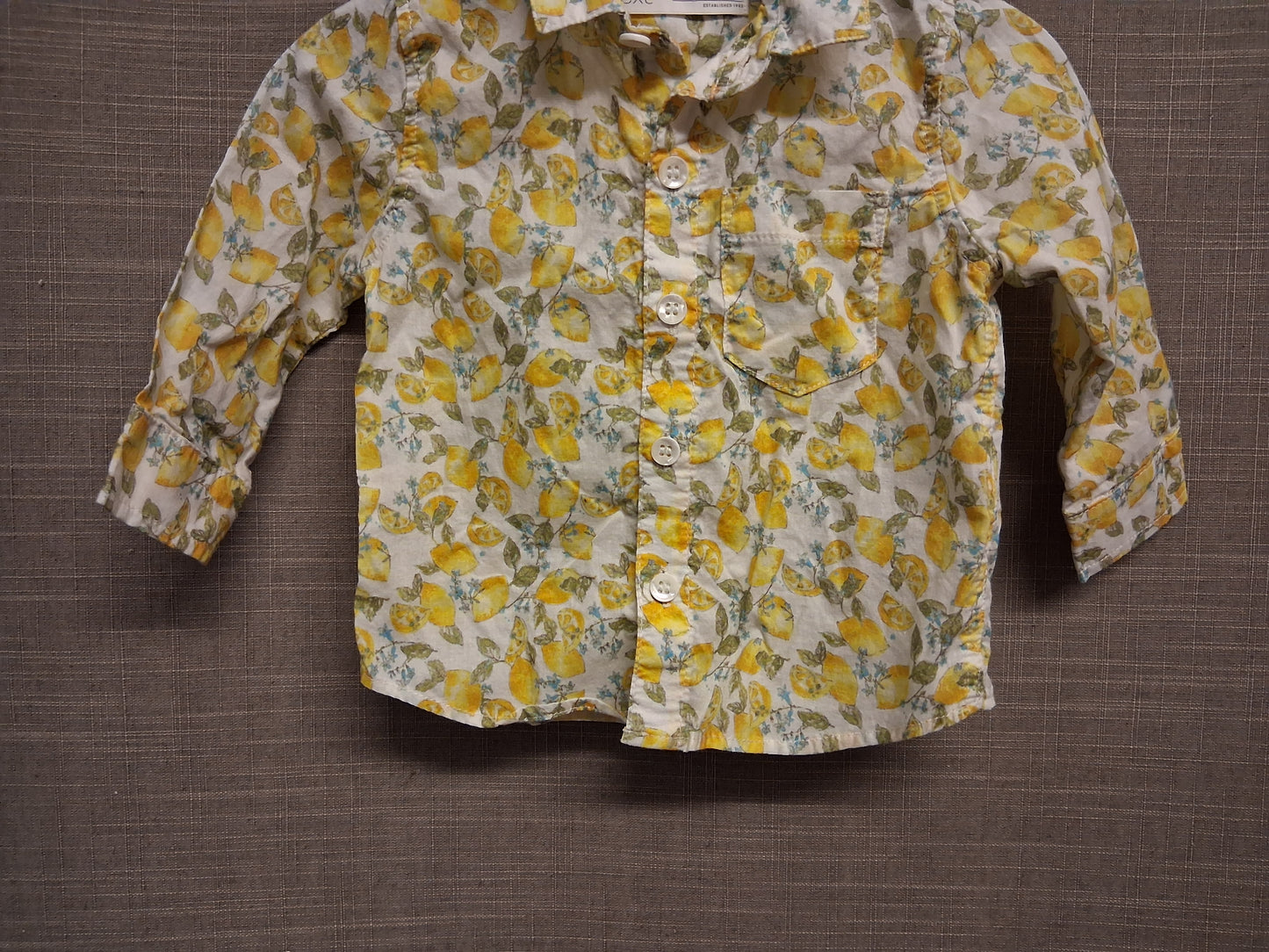 Next Girls Lemon Pattern Blouse Long Sleeve Age 3-6 Months