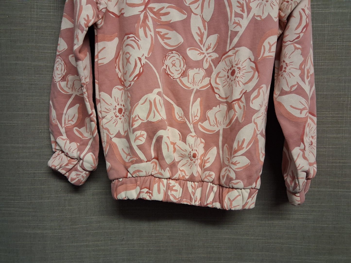 Nutmeg Pink Floral Sweater Frill Shoulders Age 6-7 Years