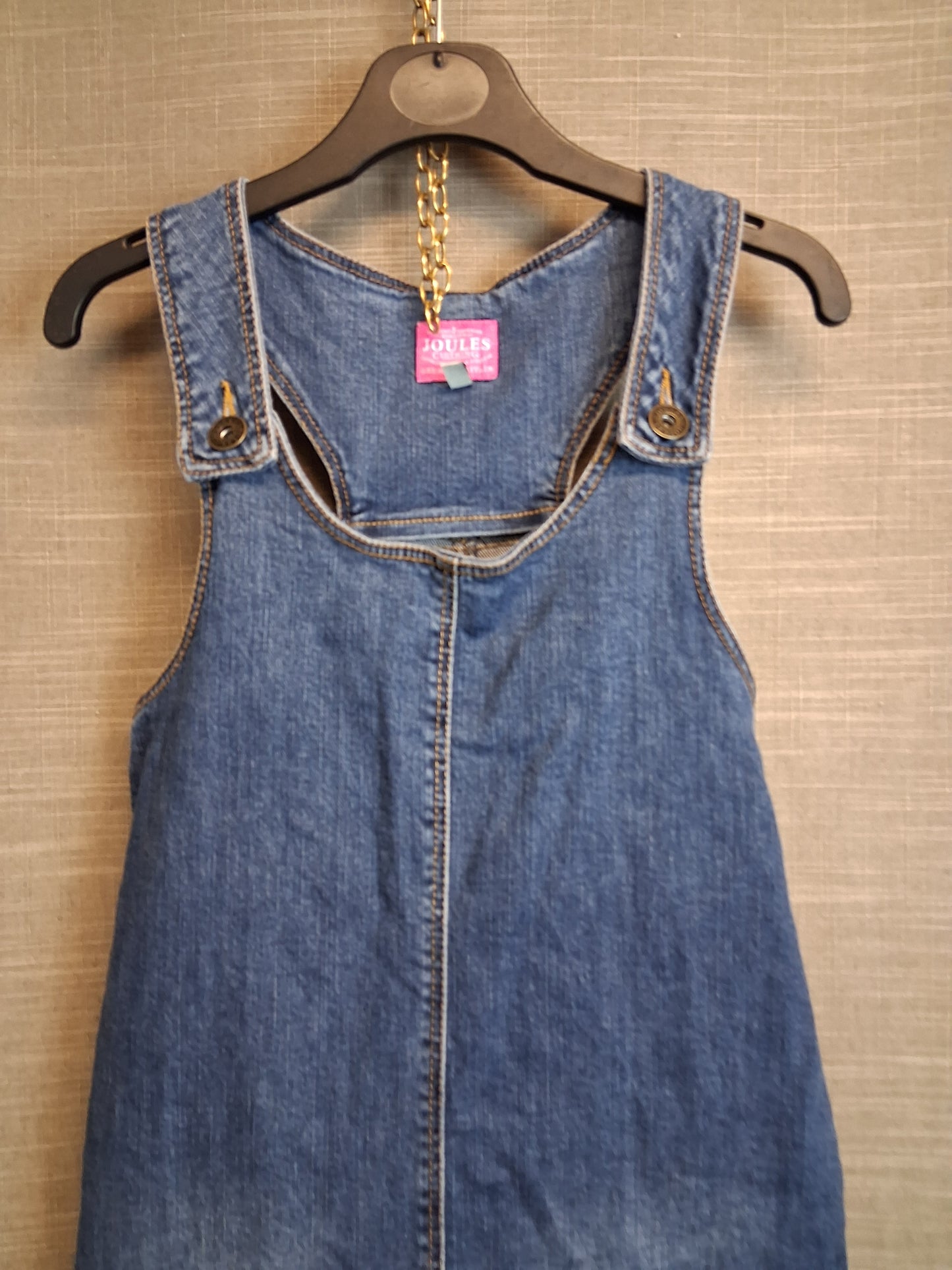 Joules Girls Blue Denim Pinafore Dress Age 11-12 Years
