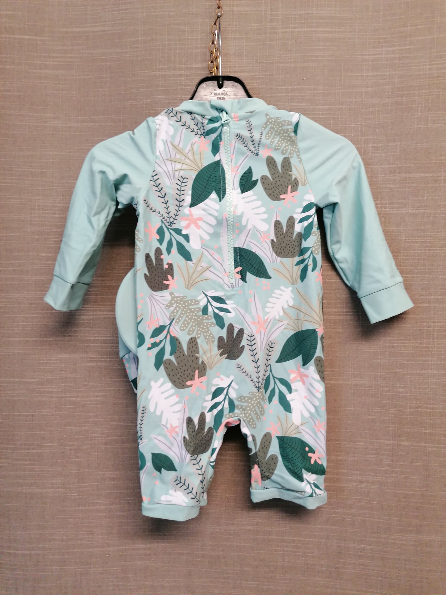 Umelok UV Swimsuit Set All in One Hat 18-24 Months Green Tropical Print New