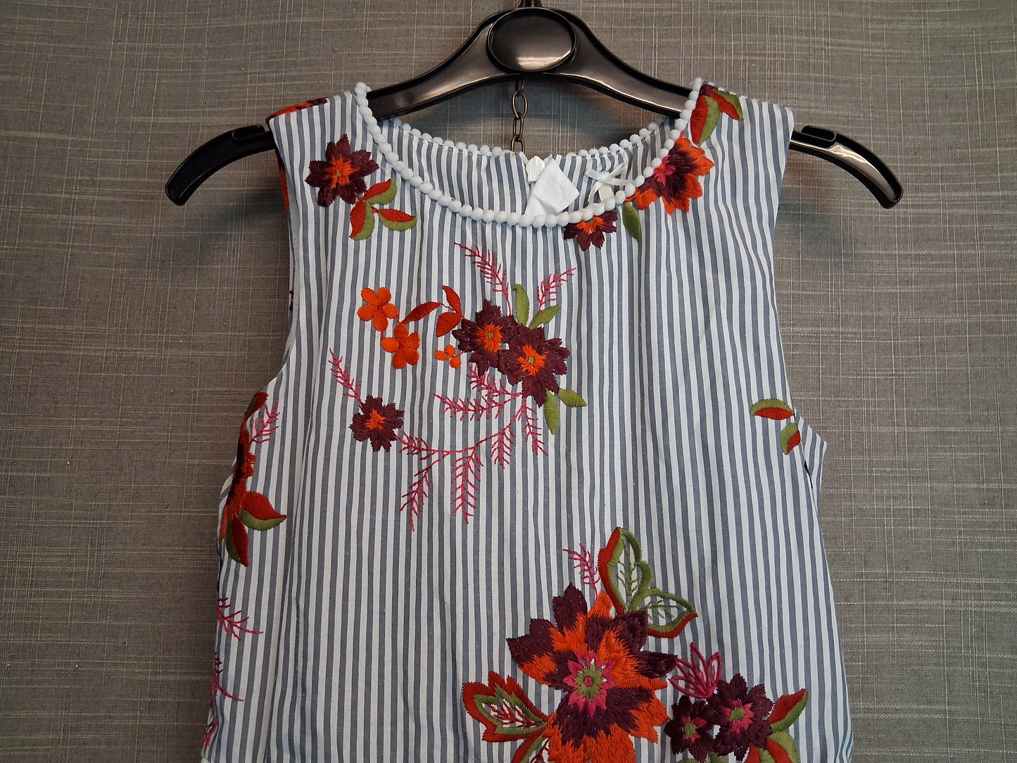 Next Girls Stripe Embroidered Floral Sleeveless Dress Age 9 Years