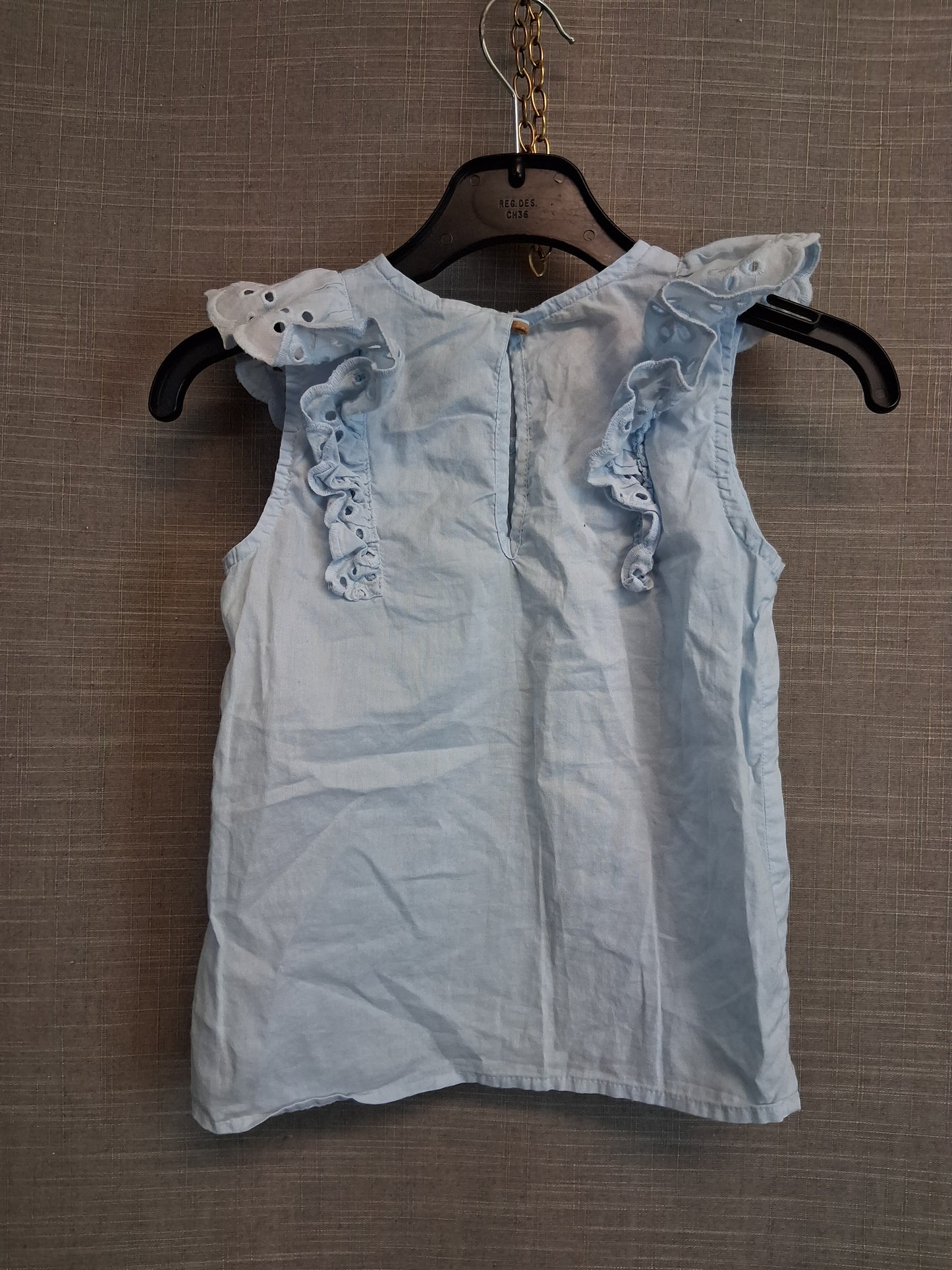 H&M Girls Blue Sleeveless T-Shirt Age 3-4 Years 100% Cotton