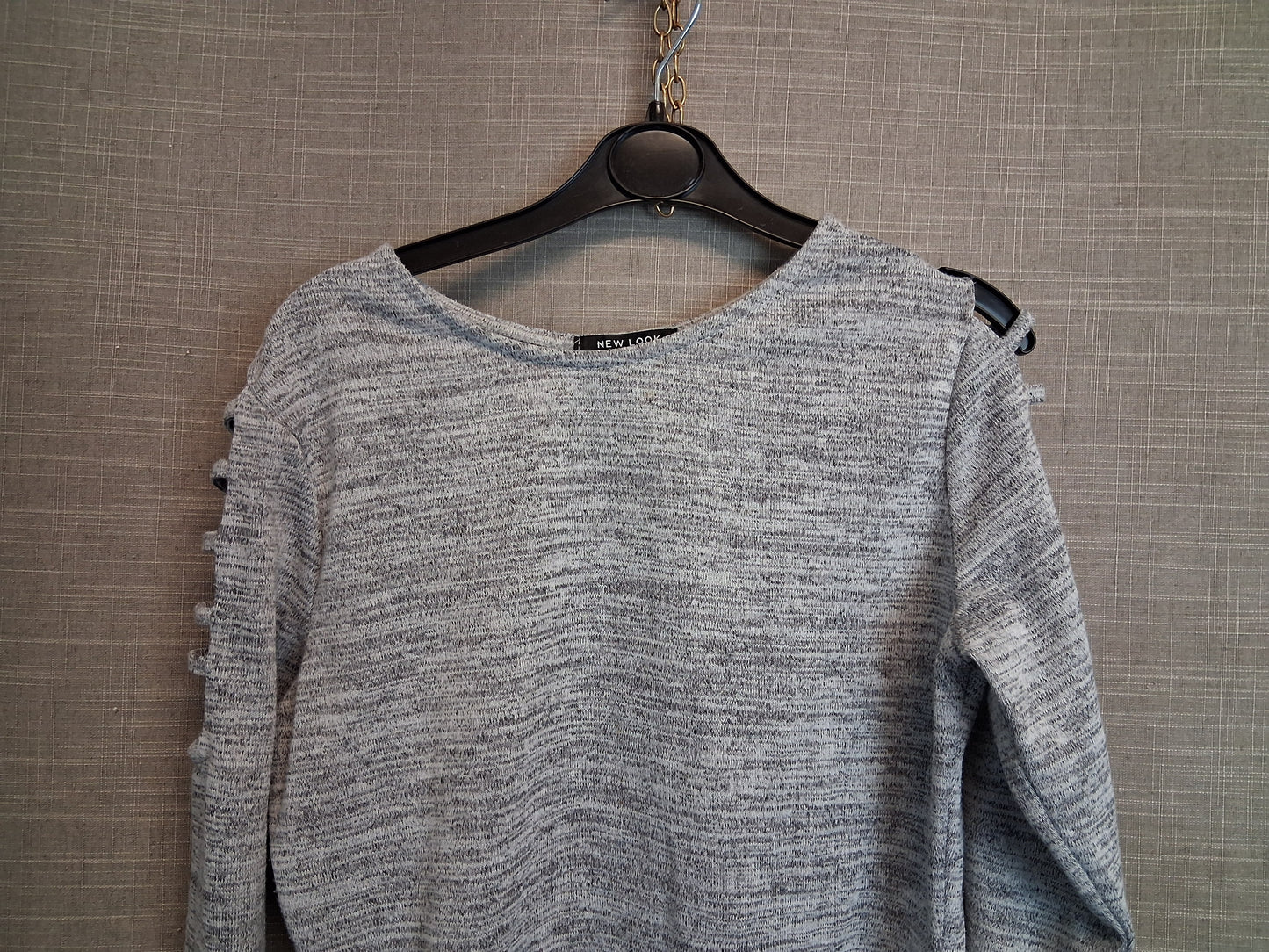 New Look Grey Crop Top Long Cut Out Sleeve Age 12-13 Years