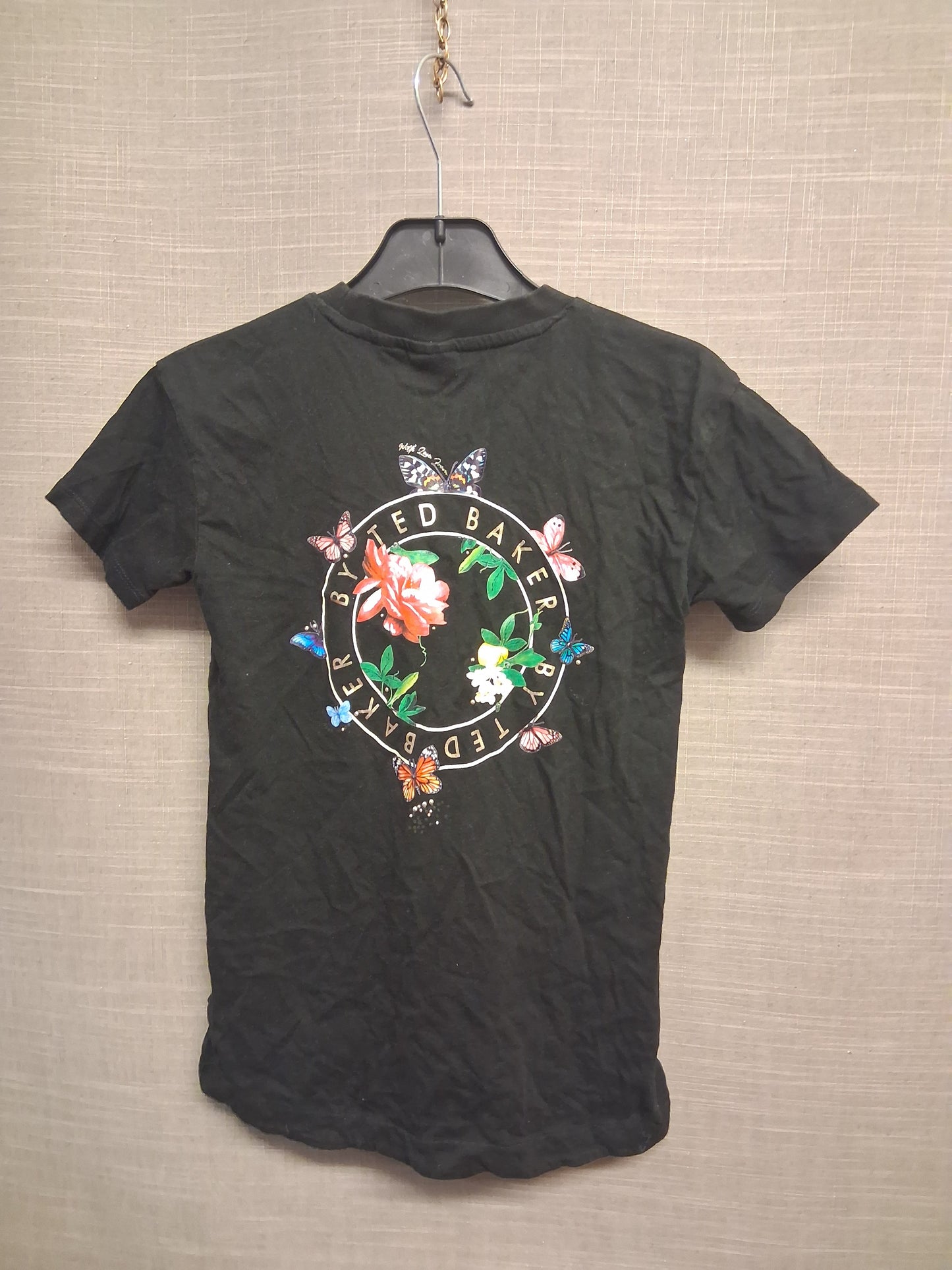 Ted Baker Girls Black Graphic Print Back Short Sleeve T-Shirt Age 7 Years