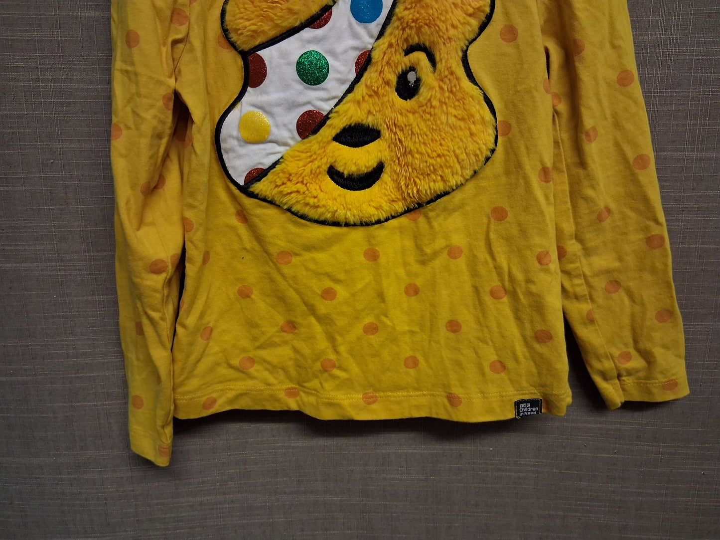 George Girl "Pudsey" Children in Need Yellow Long Sleeve T-Shirt Age 5-6 Years