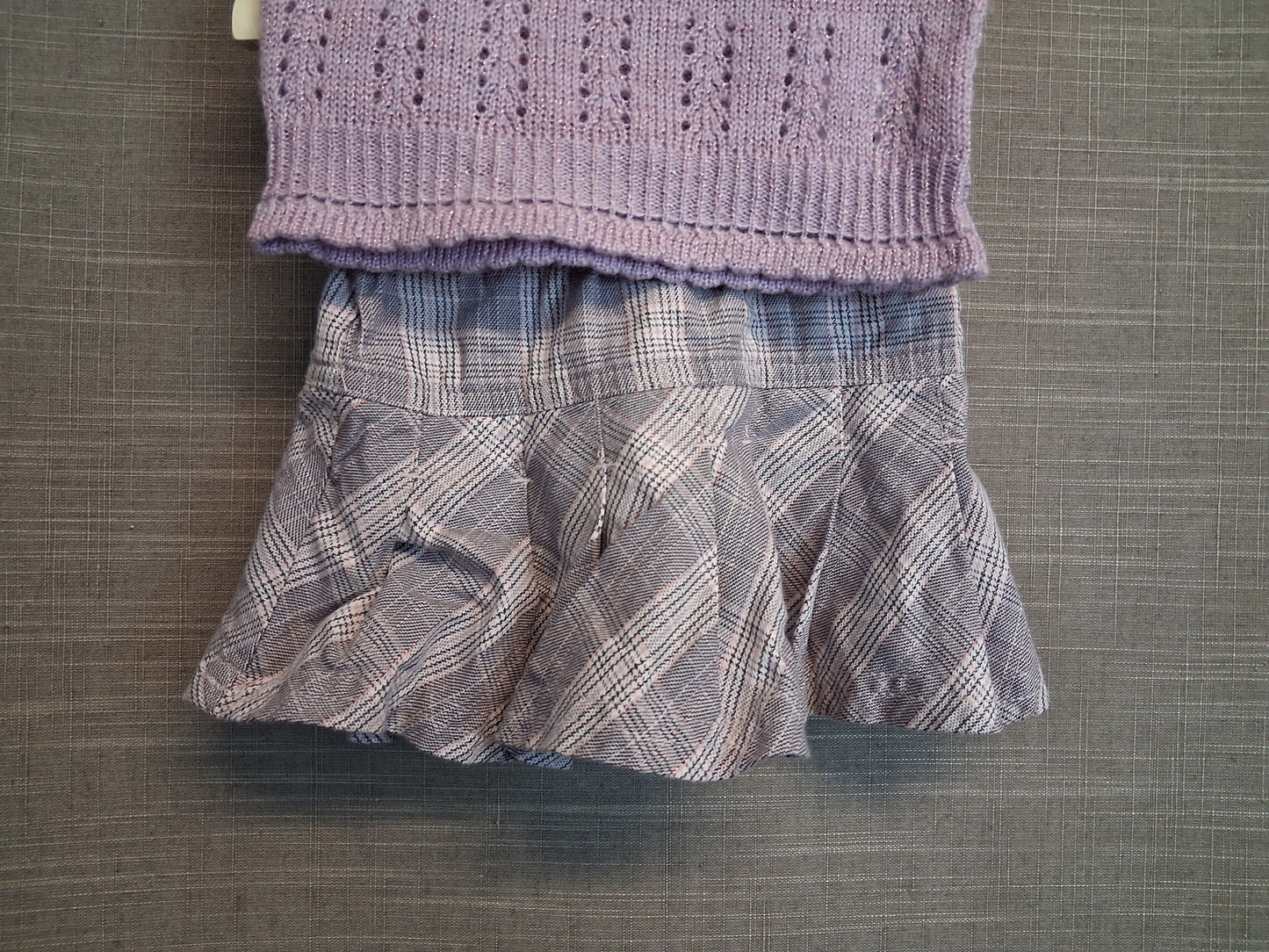 Next Girls 2 Piece Outfit Set Age Newborn Purple Check Skirt & Tank