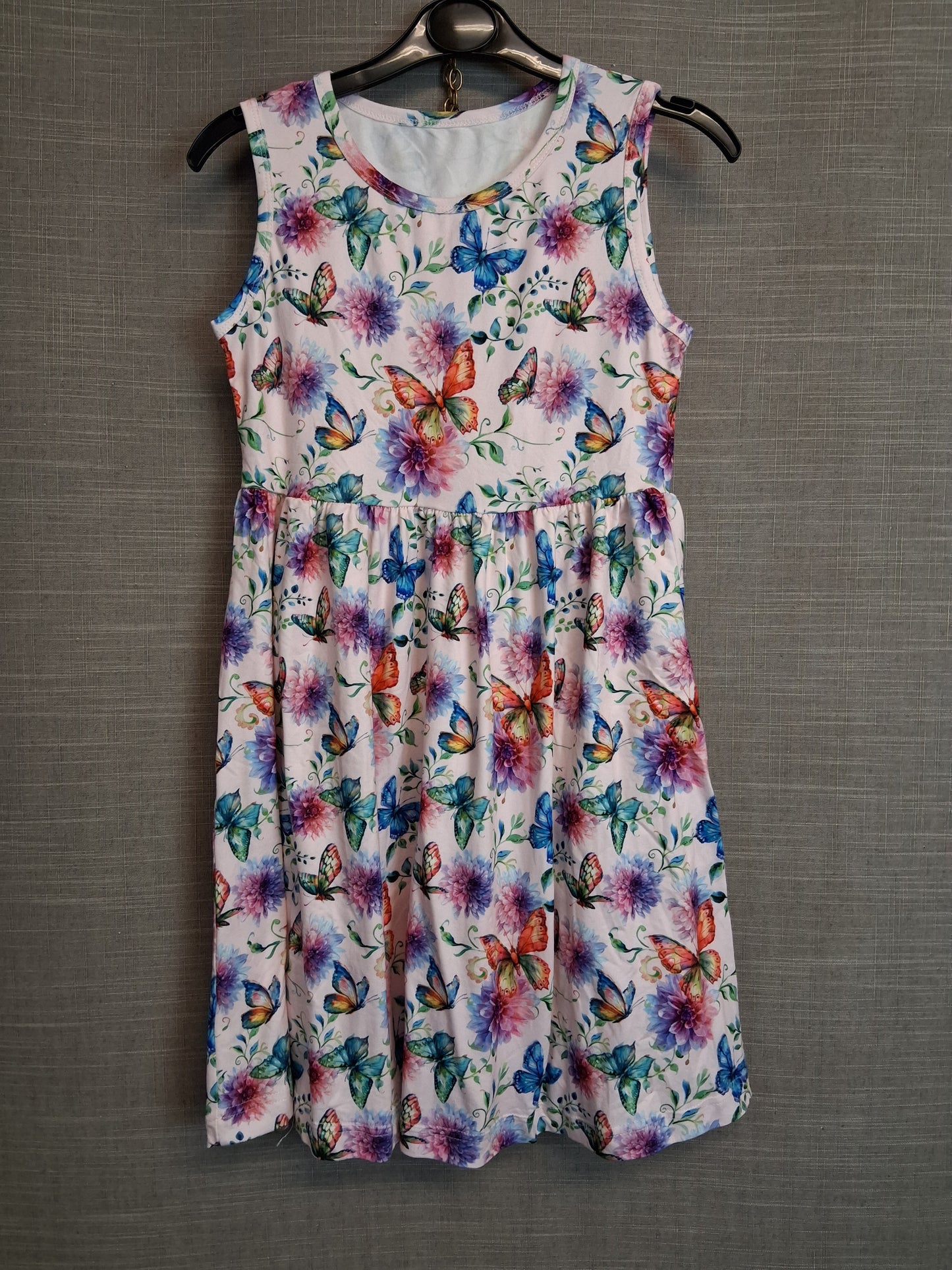Shein Girls Sundress Sleeveless Butterfly Print Age 7 Years