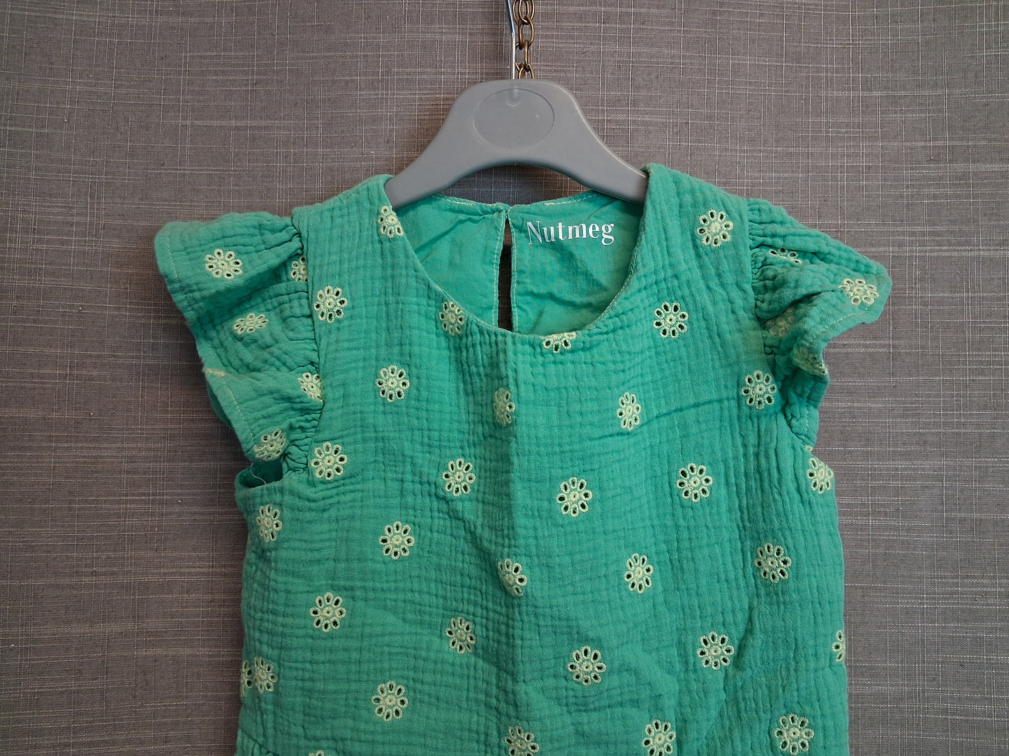 Nutmeg Girls Green Floral Peplum Top Cap Sleeve Age 6-7 Years