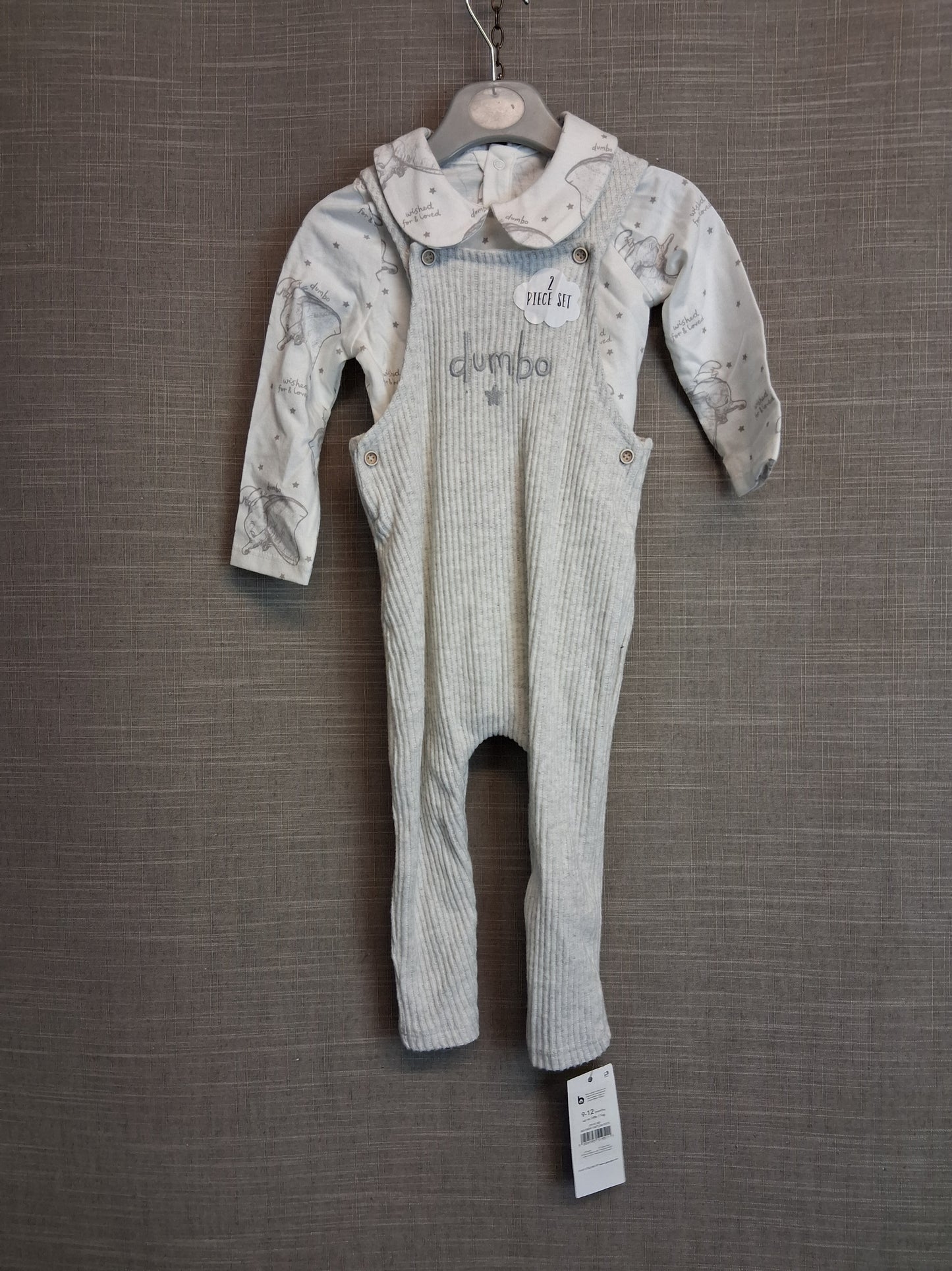 Disney George Dumbo Grey 2 Piece Outfit Age 9-12 Months New