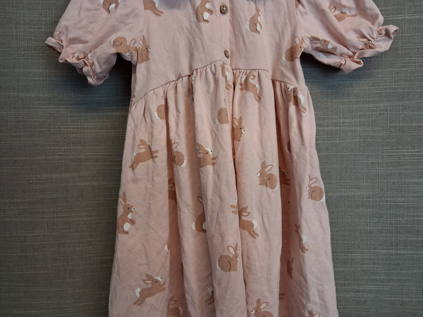 Next Girls Pink Bunny Theme Easter Dress Age 2-3 Years Short Sleeve Jersey