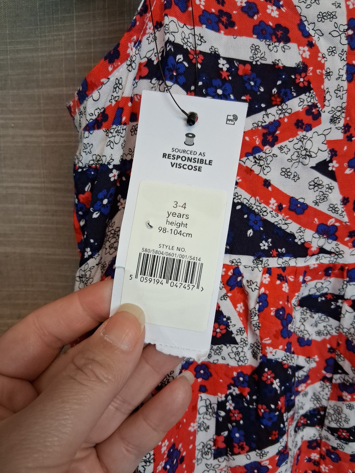 George Girls Union Jack Dress Age 3-4 Years Multicolour New