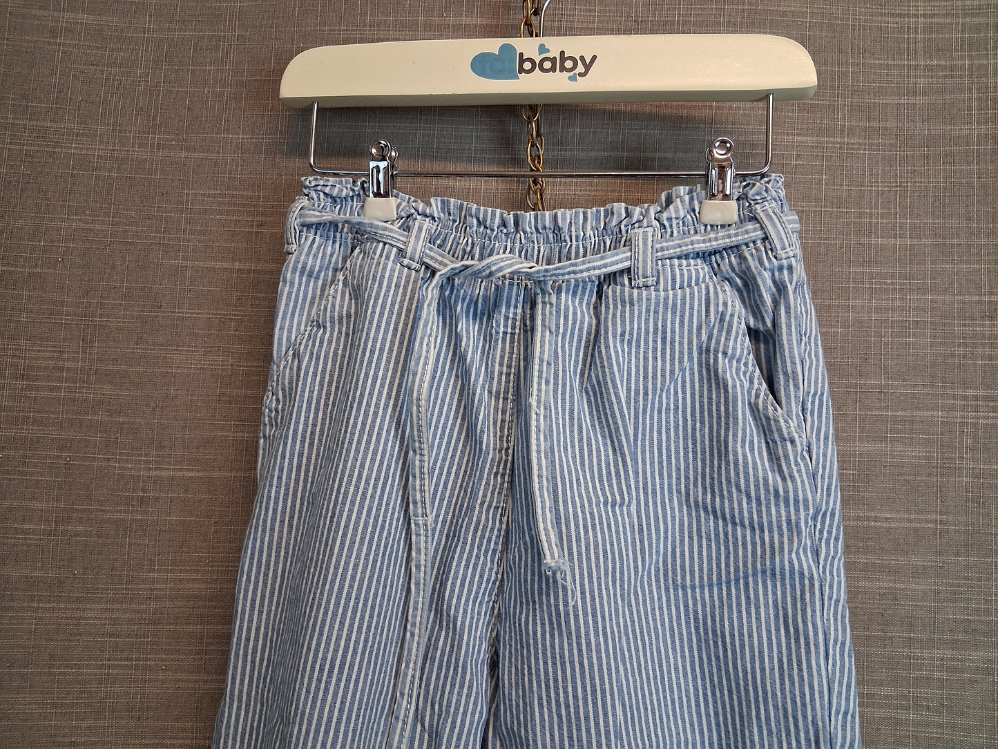 Next Girls Blue White Striped Trousers Age 3-4 Years
