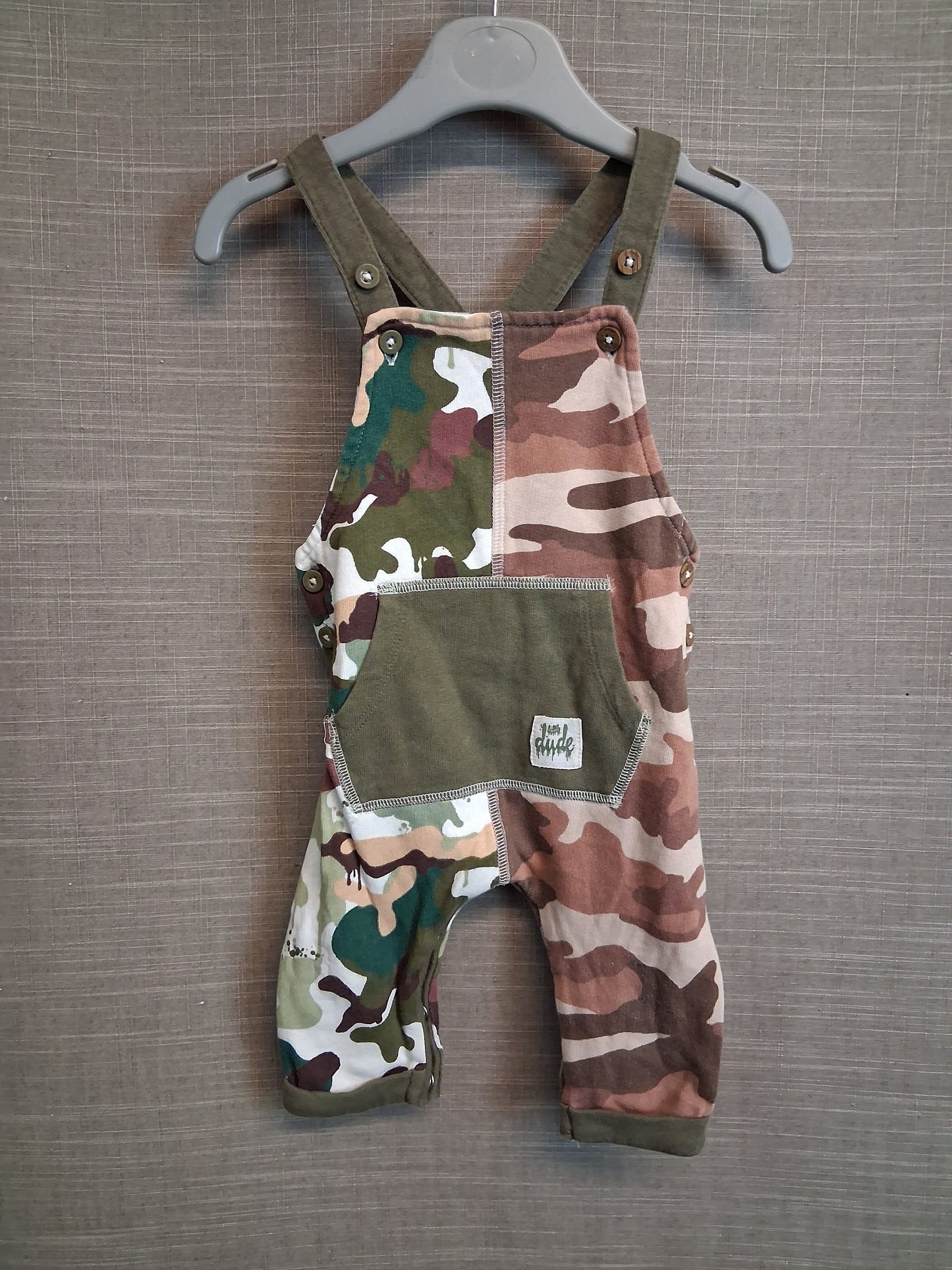 Next Boys Camoflague Jersey Dungarees Romper Age 3-6 Months