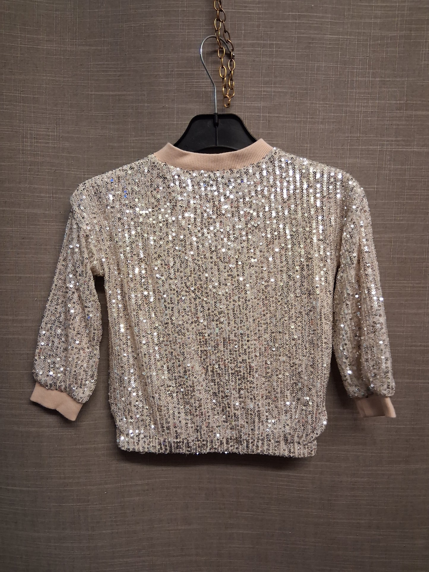 F&F Girls Rose Gold Sequin Bomber Jacket Age 3-4 Years