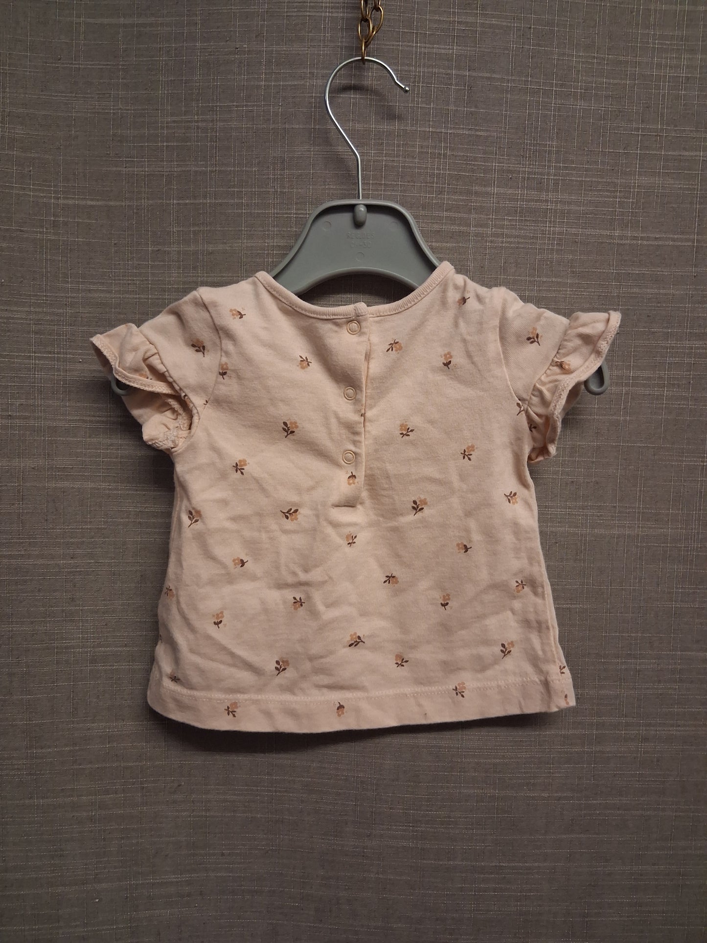 Next Girls Beige Floral Short Sleeve T-Shirt Age 0-3 Months