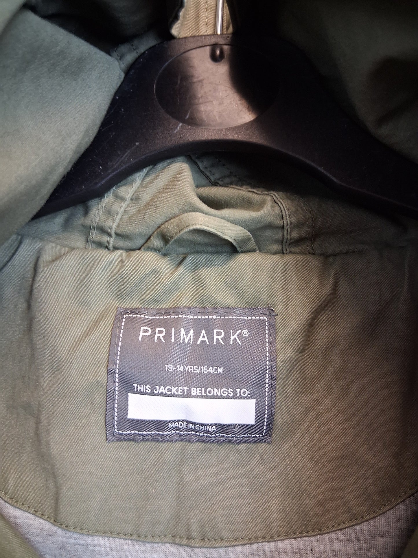 Primark Girls Khaki Parka Style Coat Jacket Age 13-14 Years