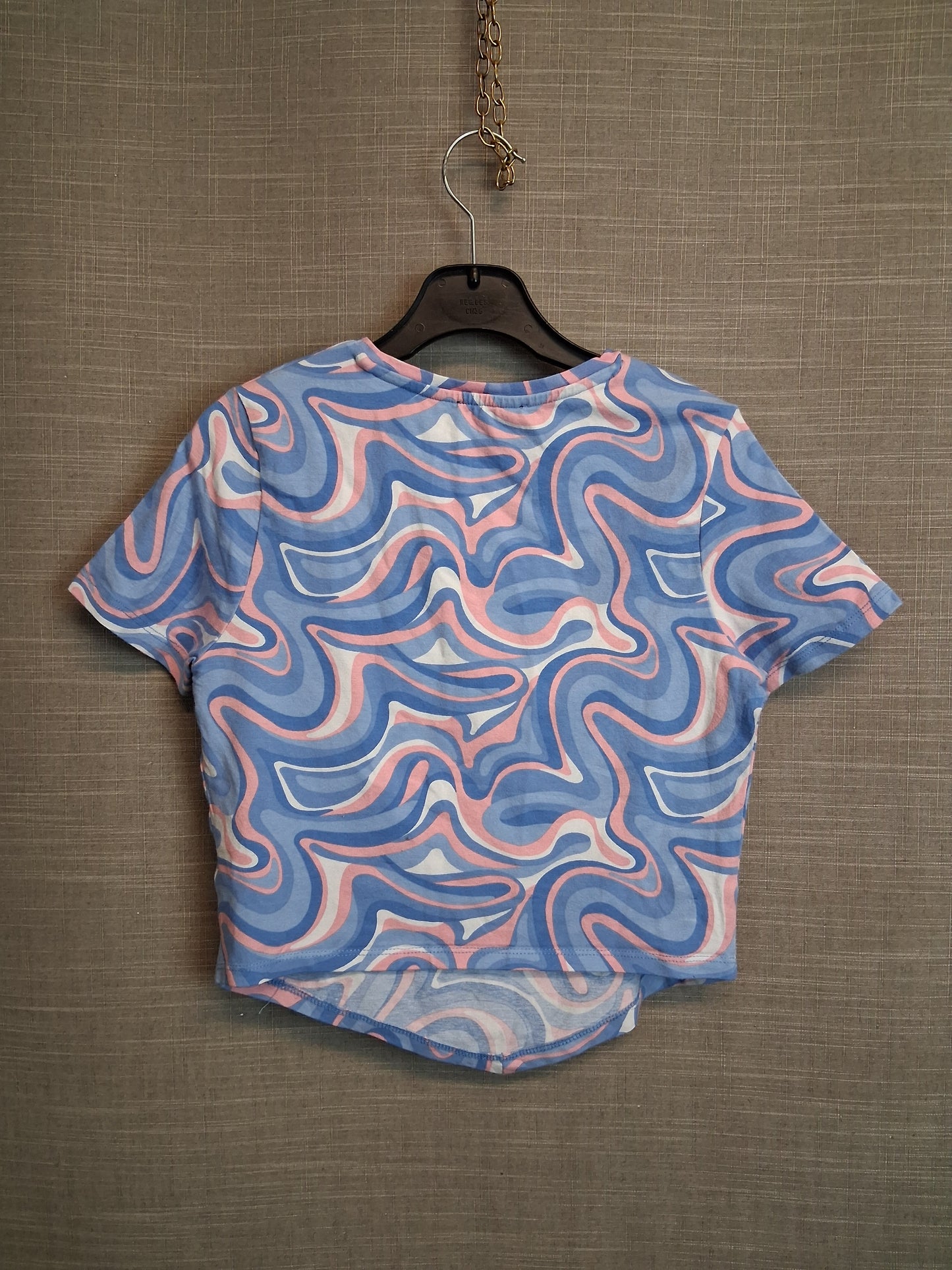 New Look Girls Blue Pink Marble Print Cropped T-Shirt Size 14-15 Years