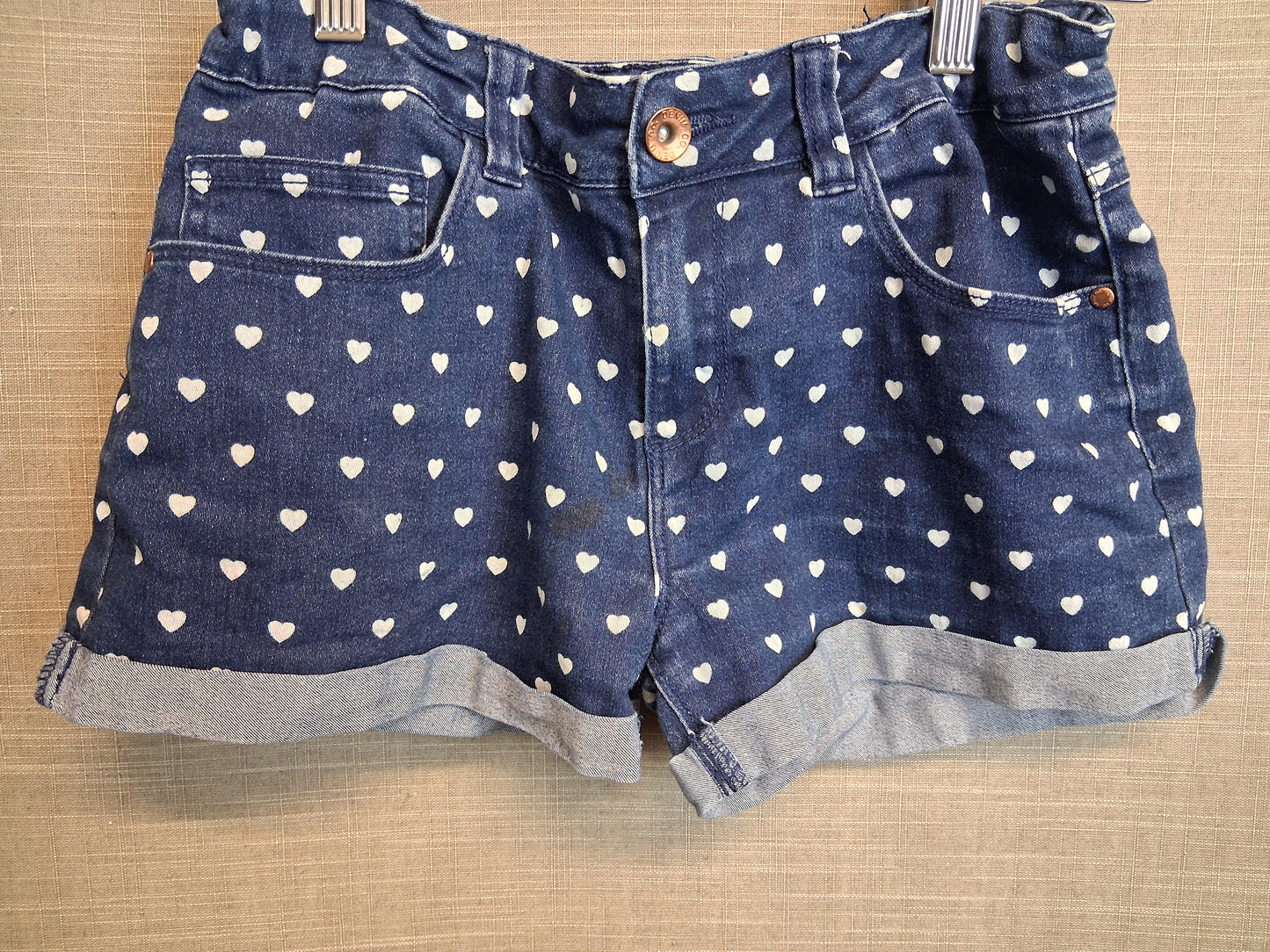 Primark Girls Blue Spotty Denim Shorts Age 12-13 Years