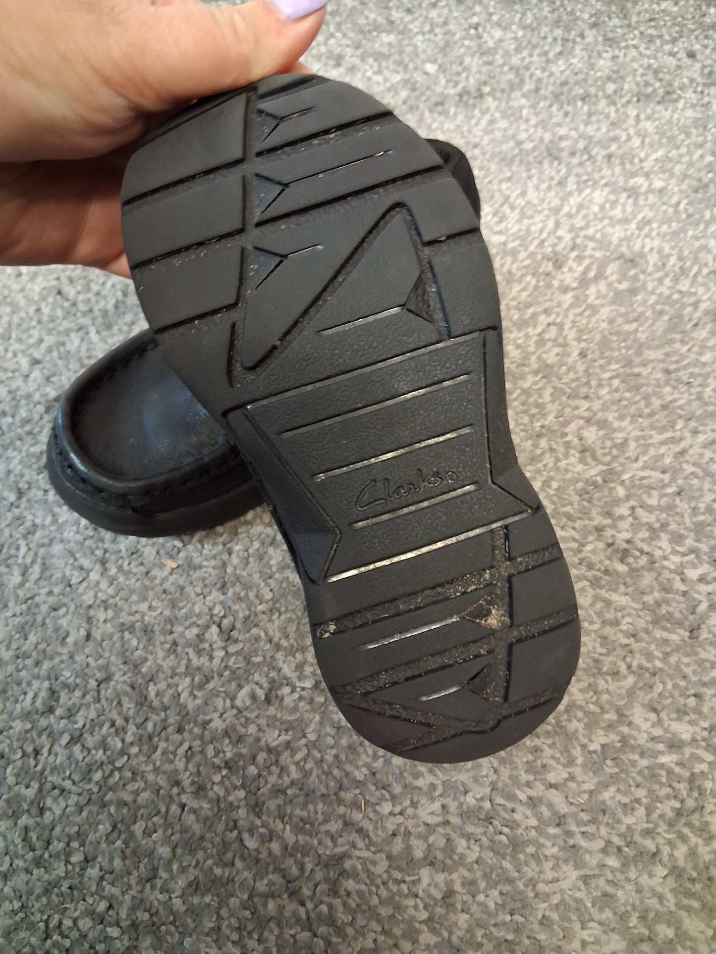 Clarks Black Leather Double Strap School Shoes Size 7F