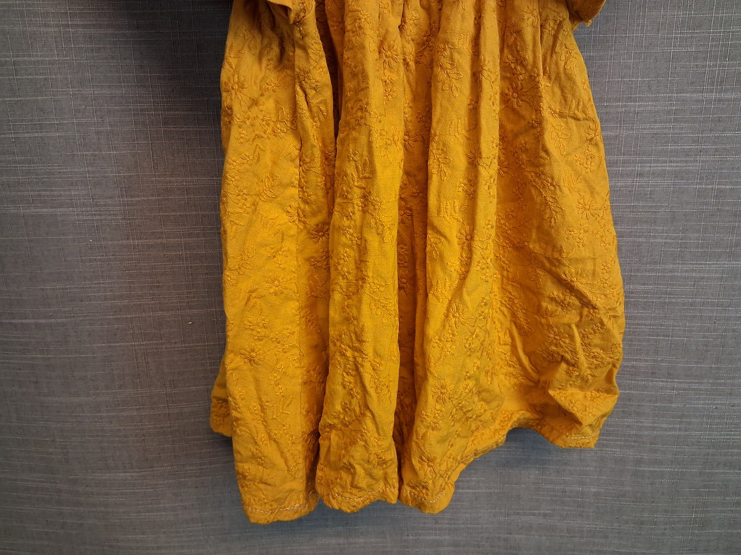 Next Girls Mustard Yellow Floral A Line Dress Age 12-18 Months
