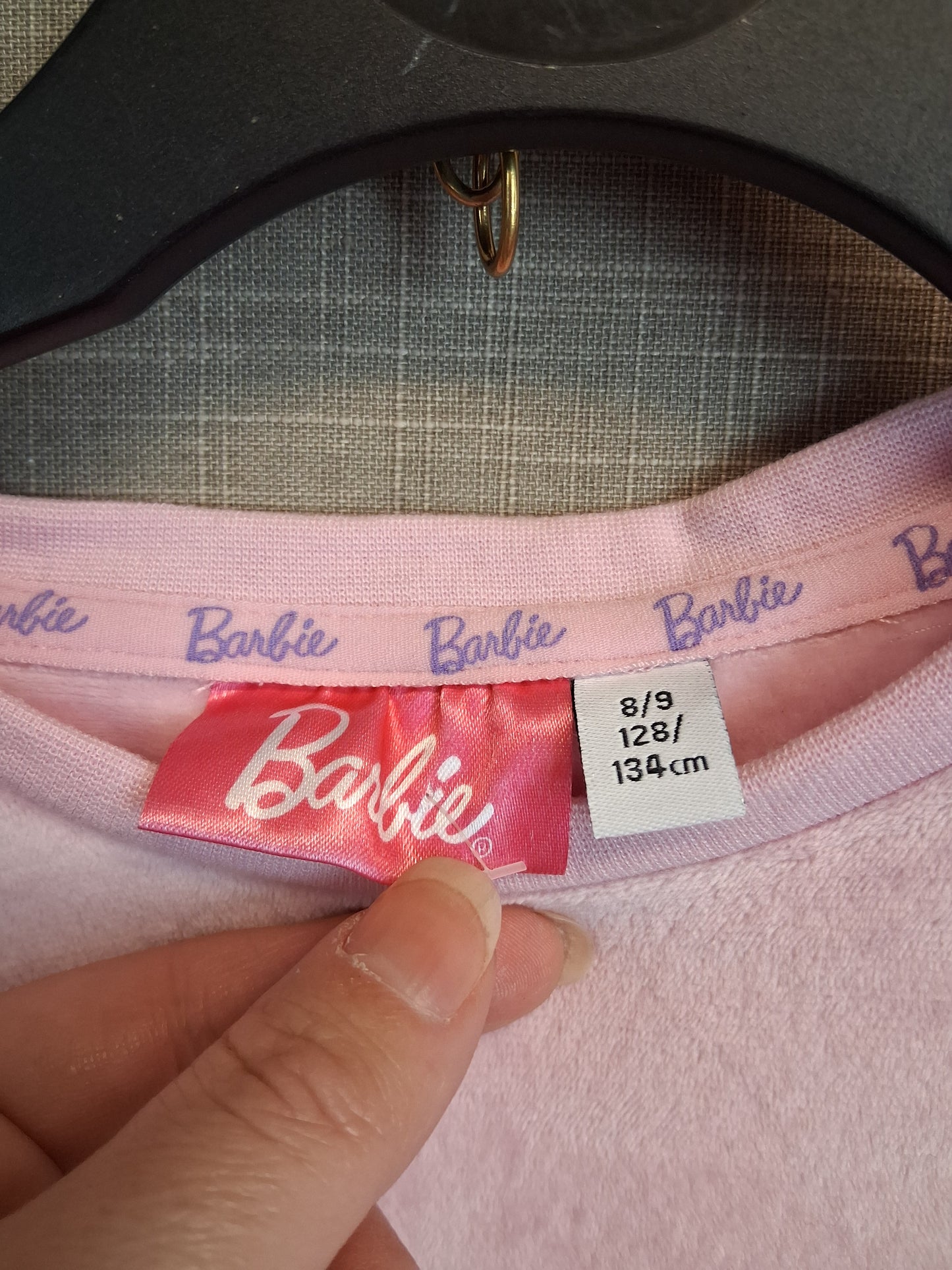 F&F Girls Barbie Velour Pink Jumper Age 8-9 Years