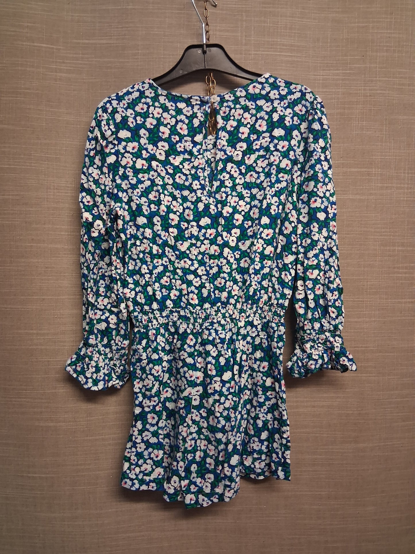 V by V Blue Floral Long Sleeve Playsuit Age 12 Years