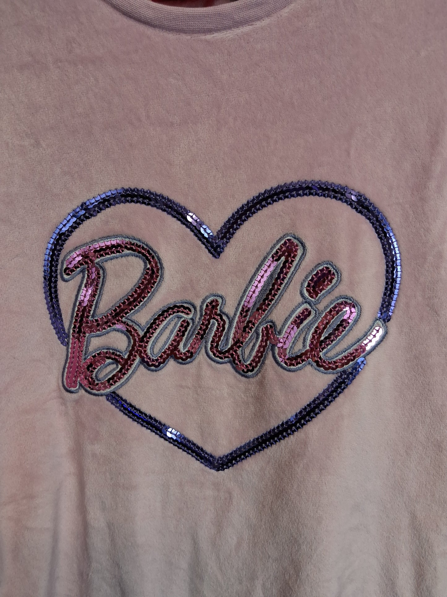 F&F Girls Barbie Velour Pink Jumper Age 8-9 Years