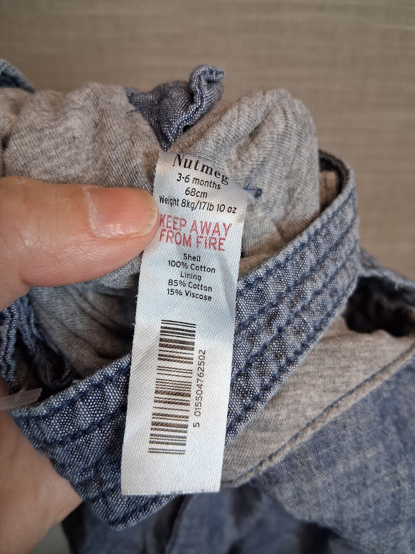 Nutmeg Boys Denim Dungarees Blue Age 3-6 Months