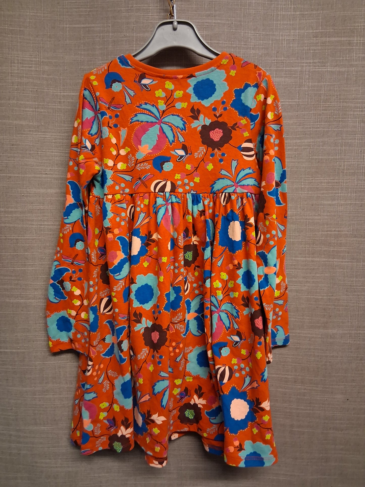 Next Girls Red Multicolour Floral Long Sleeve Jersey Dress Age 6-7 Years