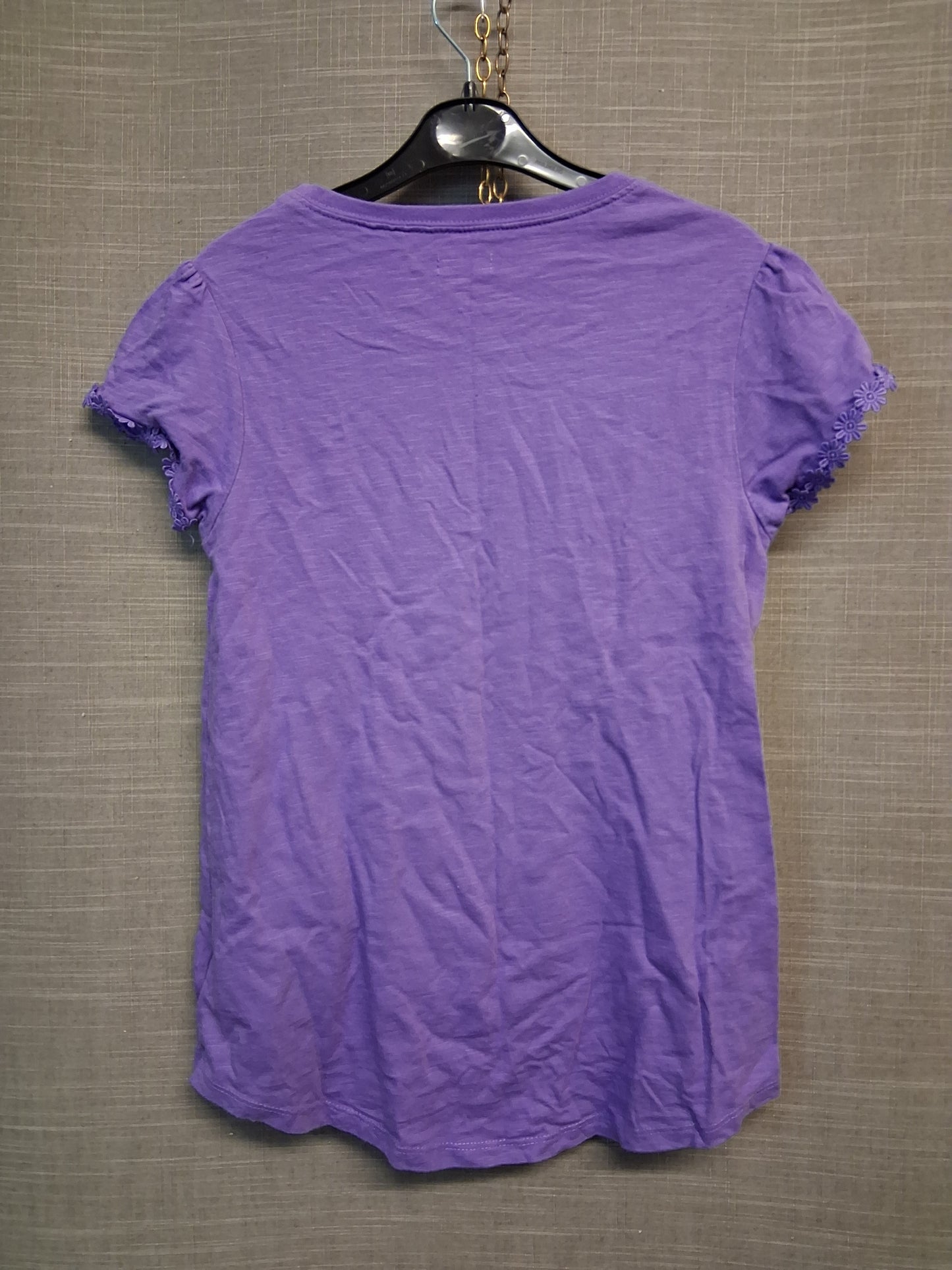 Next Girls Purple Short Sleeve T-Shirt Floral Trim Age 11 Years