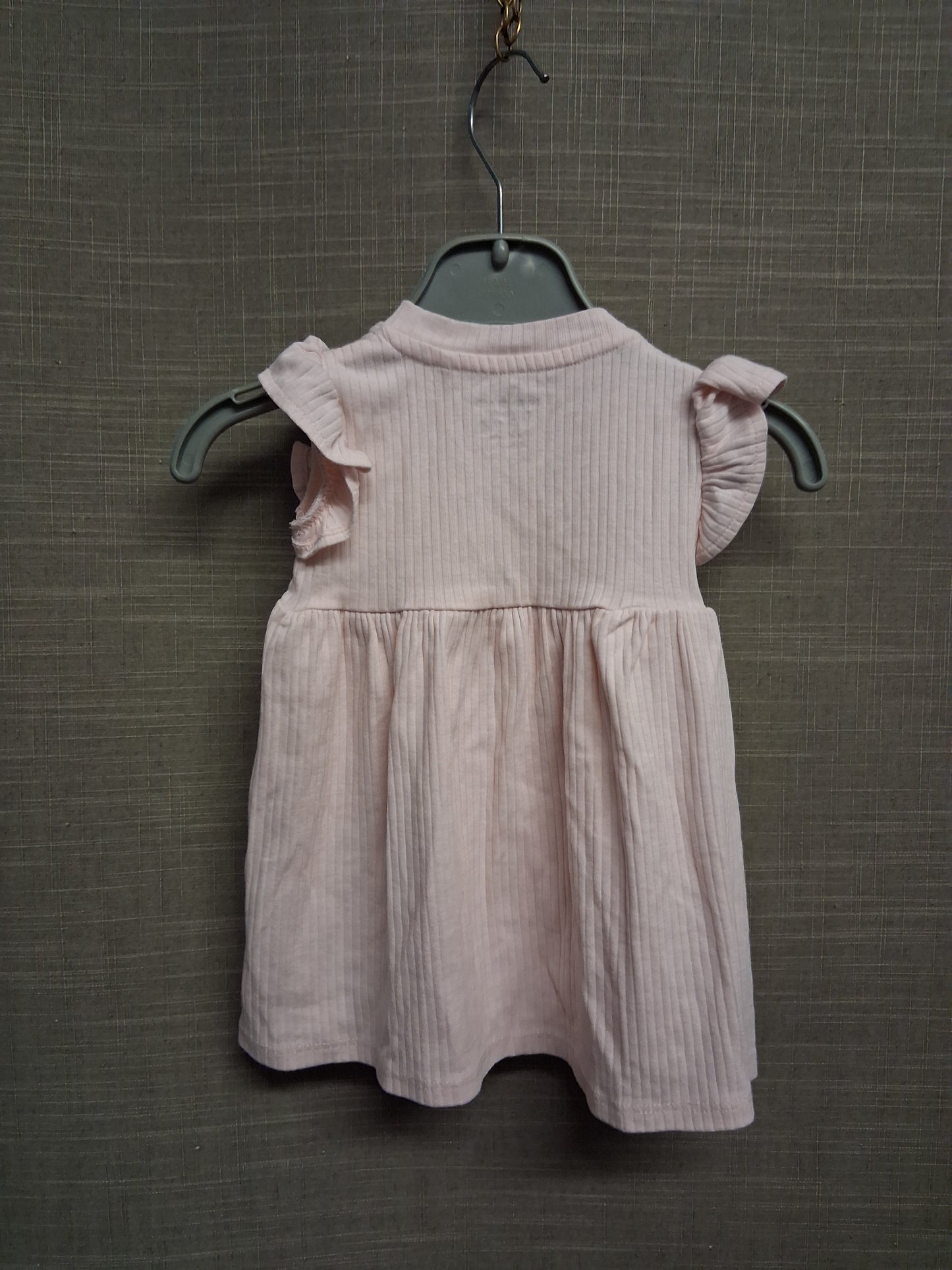 River Island Girls Pink Jersey Dress Cap Ruffle Sleeve Age 0-3 Months