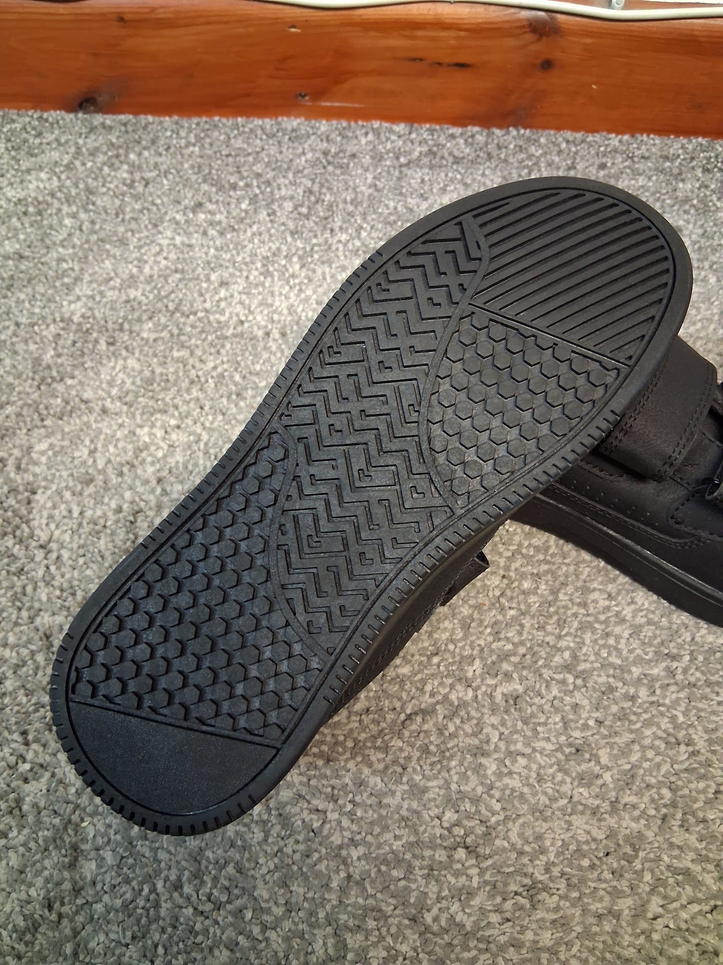 F&F Boys Black School Shoes Double Strap Size 3 New