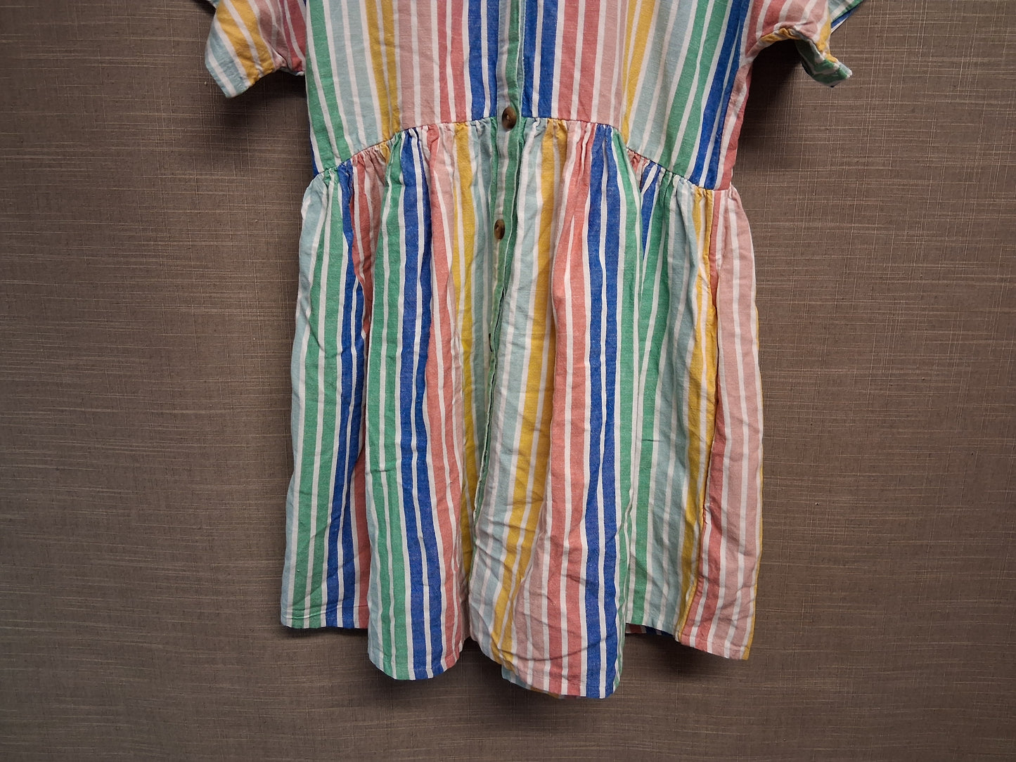 Next Girls Multicolour Striped Short Sleeve Dress Age 10 Years With Pockets Loose Fit