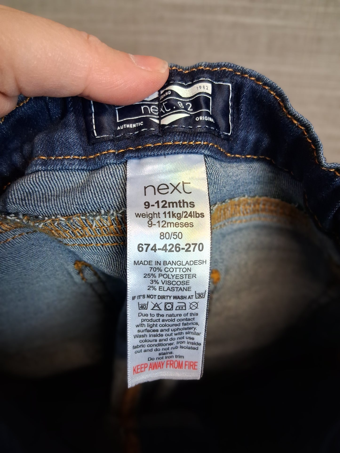 Next Boys Blue Denim Jeans Age 9-12 months