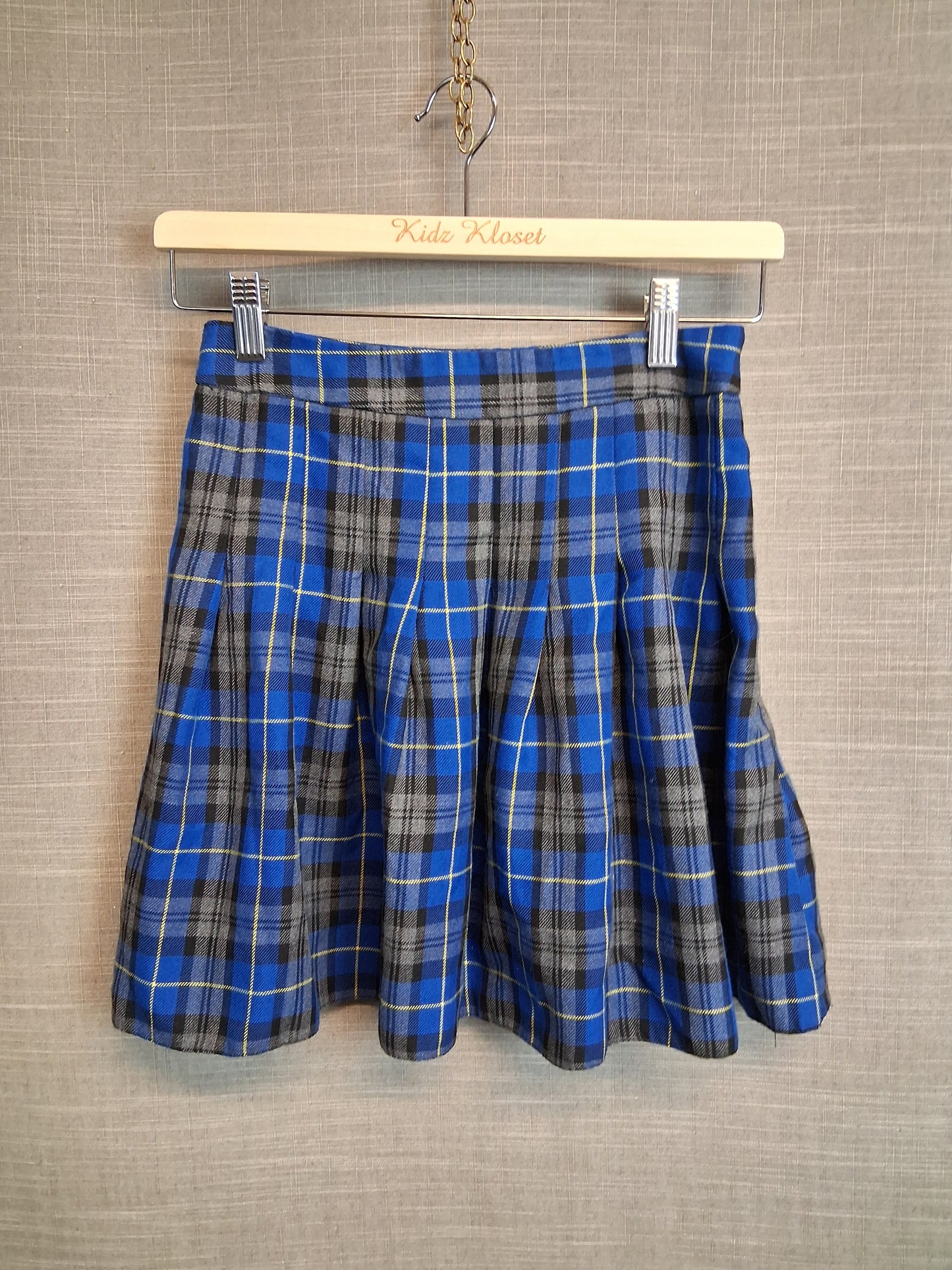 New Look Girls Pleated Check Blue Grey Short Skirt Age 13-14 Years