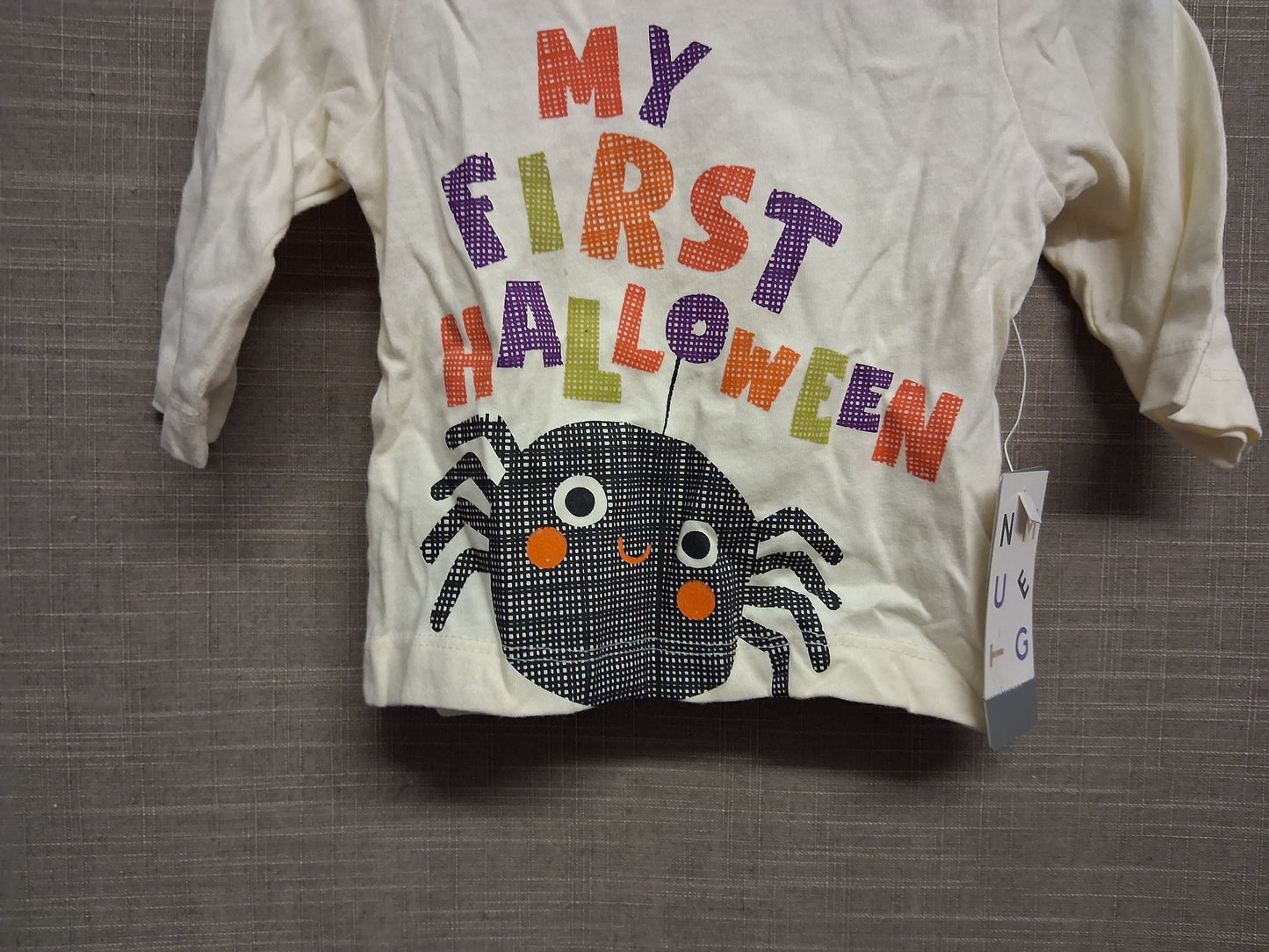 Nutmeg Baby 'My First Halloween' Long Sleeve Cream T-Shirt Age 0-3 Months New