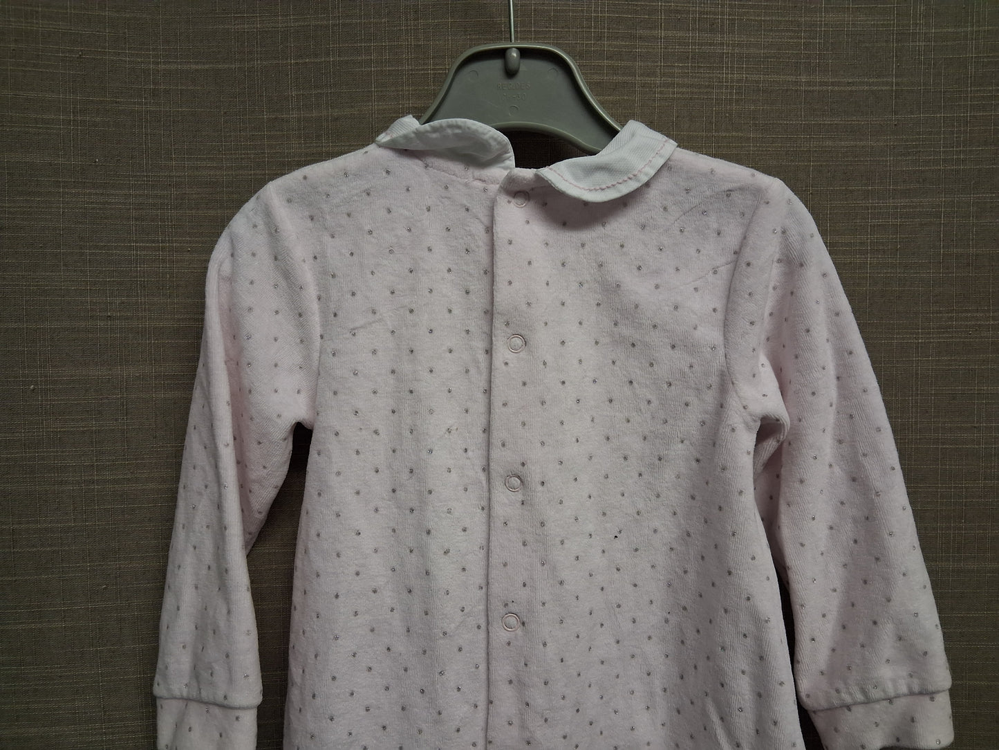 Tutto Piccolo Girls Pale Pink Silver Spot A Line Velour Style Dress Age 12-18 Months