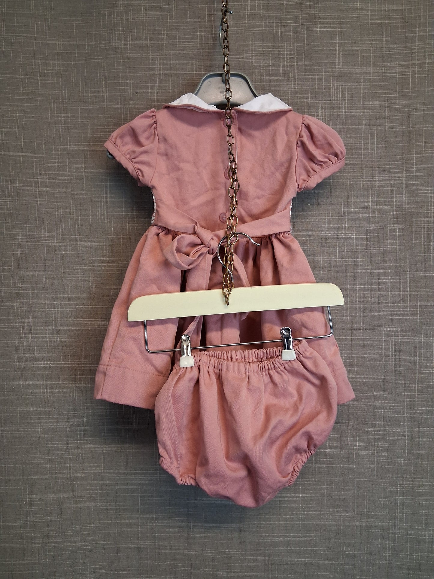 Malini Girls Pink Smock Dress with matching Pants Newborn