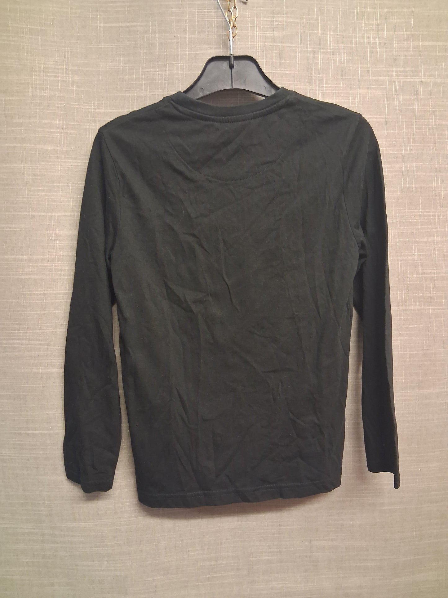 Ben Sherman T-Shirt Boys Black Long Sleeve Graphic on Front Age 8-9 Years