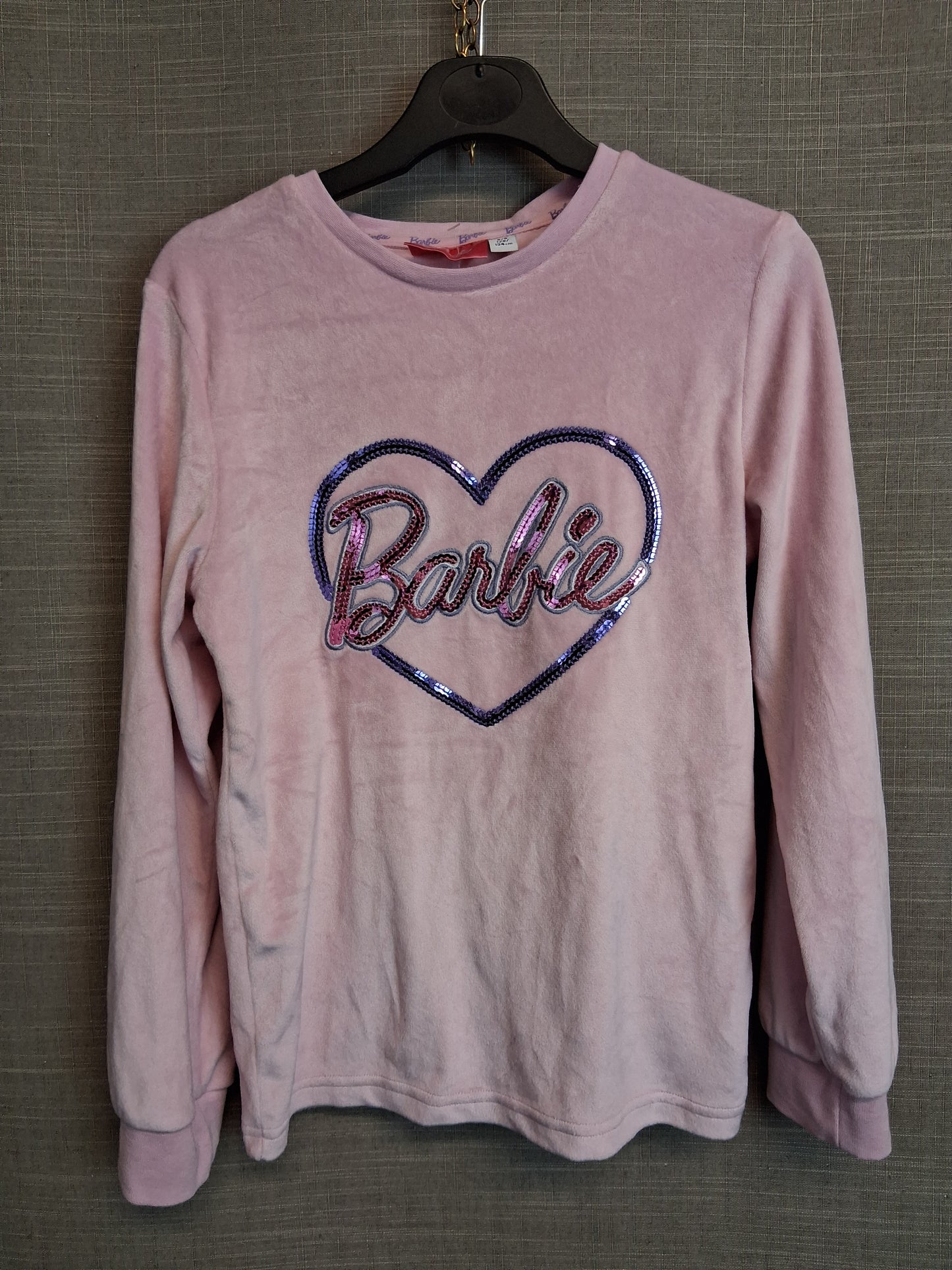 F&F Girls Barbie Velour Pink Jumper Age 8-9 Years