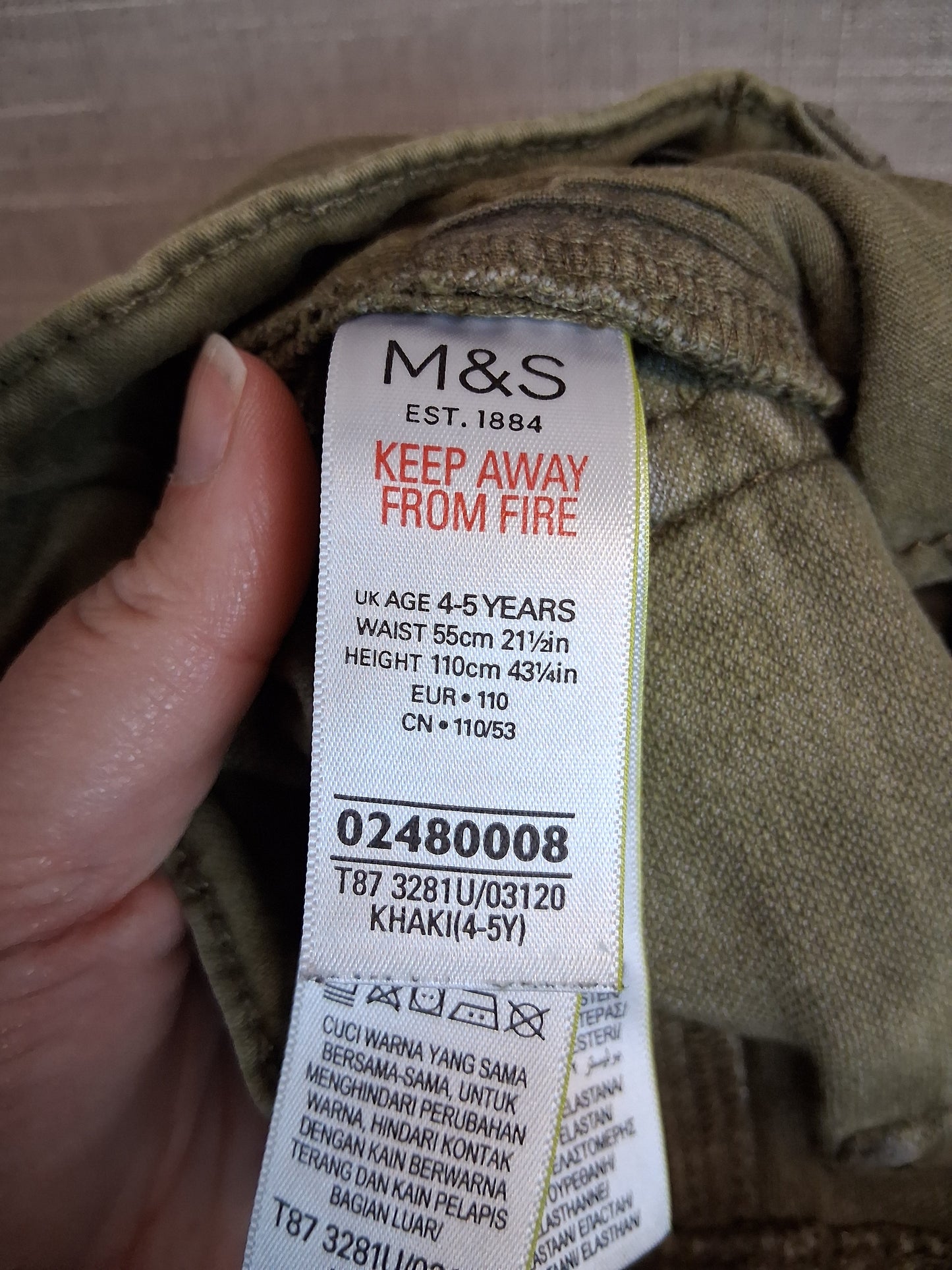 Marks & Spencer Boys Khaki Jeans Age 4-5 Years