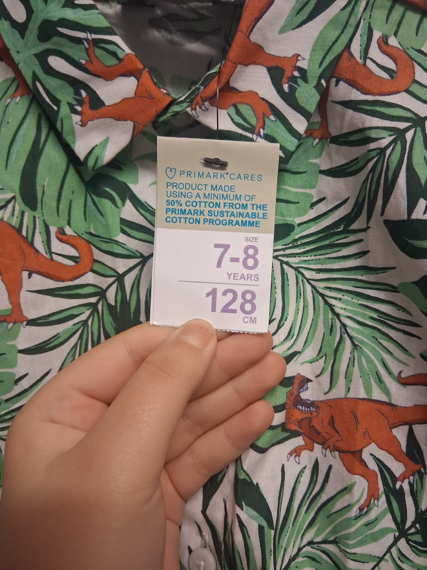 Primark Boys Short Sleeve Dinosaur Shirt Age 7-8 Years New