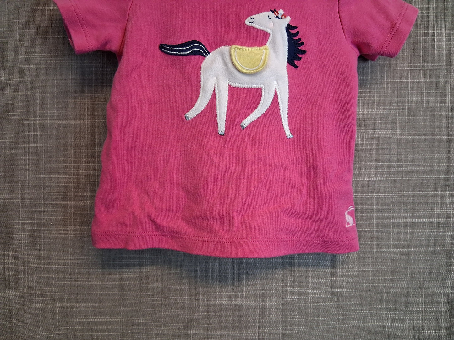 Joules Girls "Poppy" Pink Horse T-Shirt Age 0-3 Months