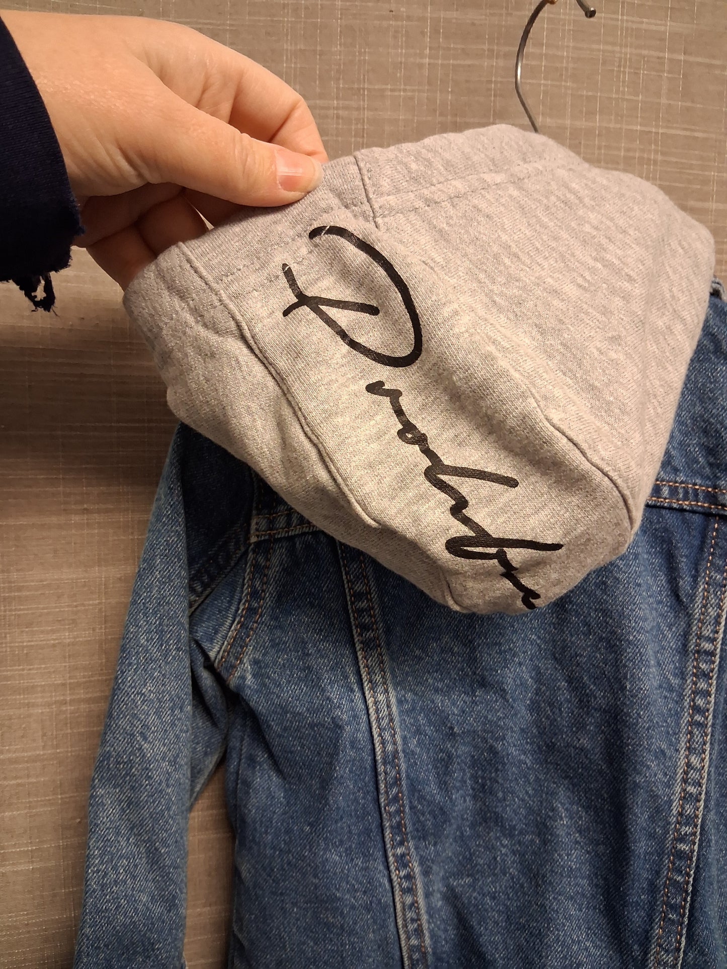 River Island Boys Blue Denim Jacket With Hood Age 9-12 Months