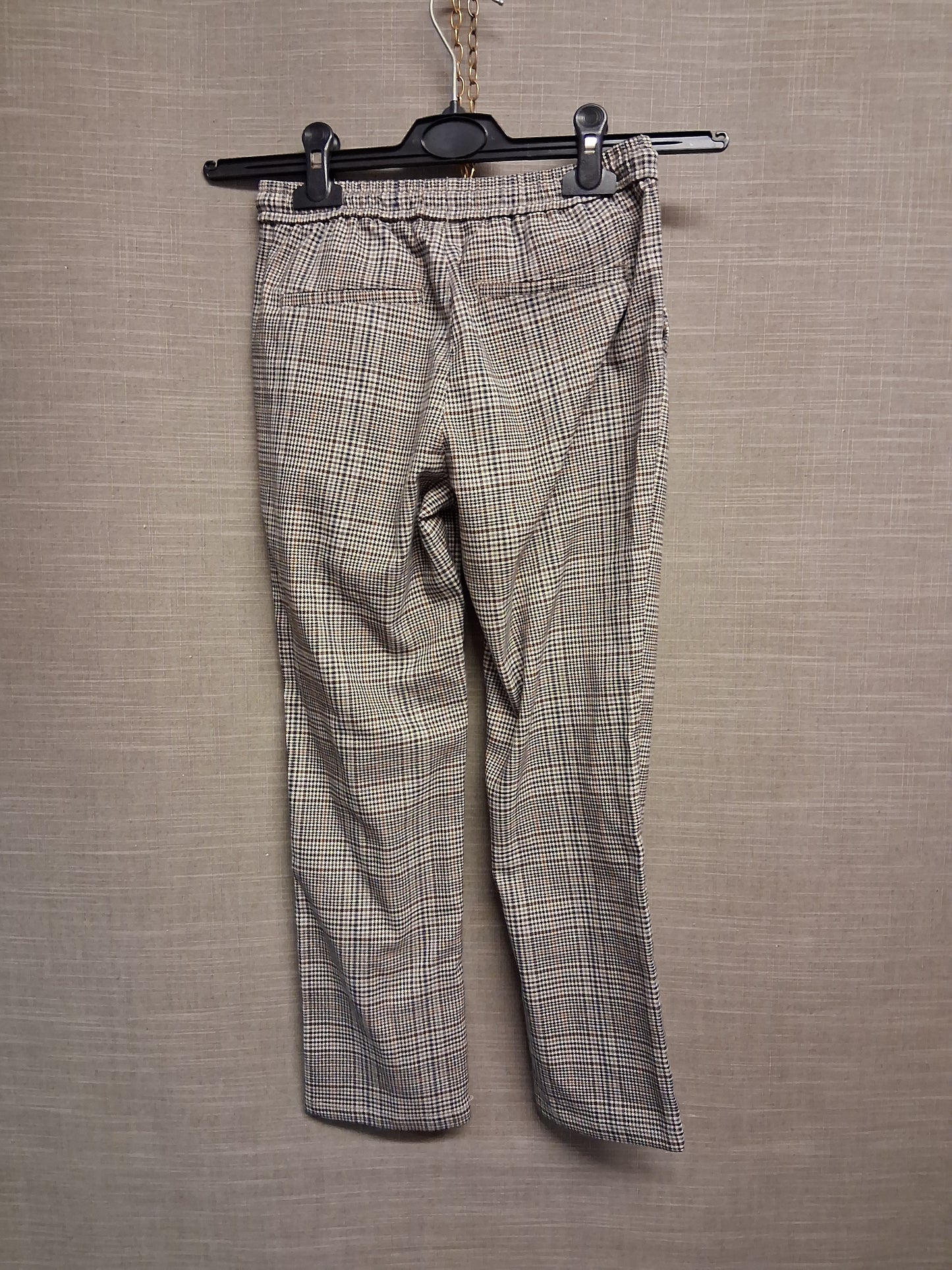 Next Girls Brown Checked Elastic Waist Trousers Age 9 Years