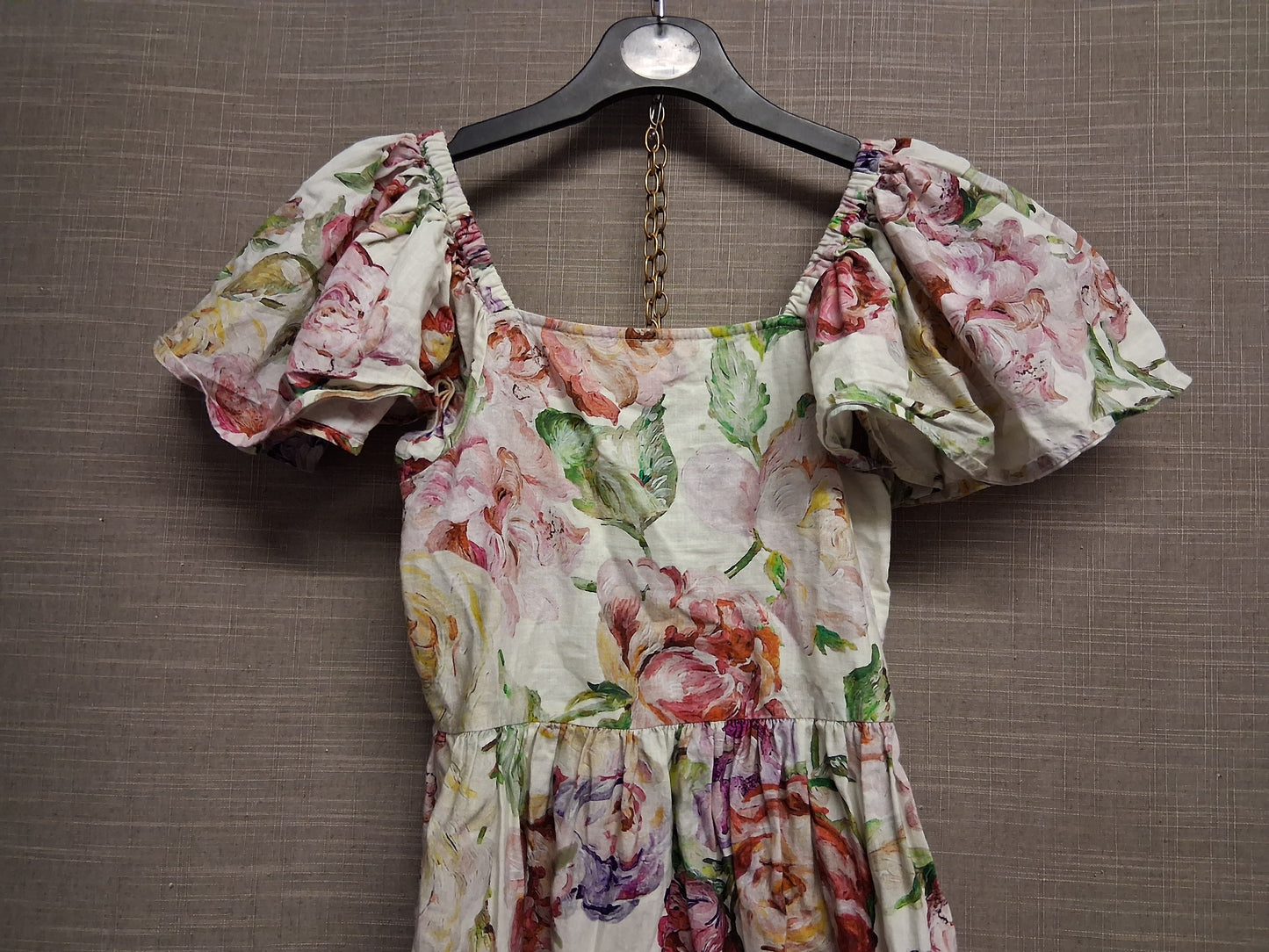 Next Girls Beige Floral Keyhole Back Dress Age 7 Years