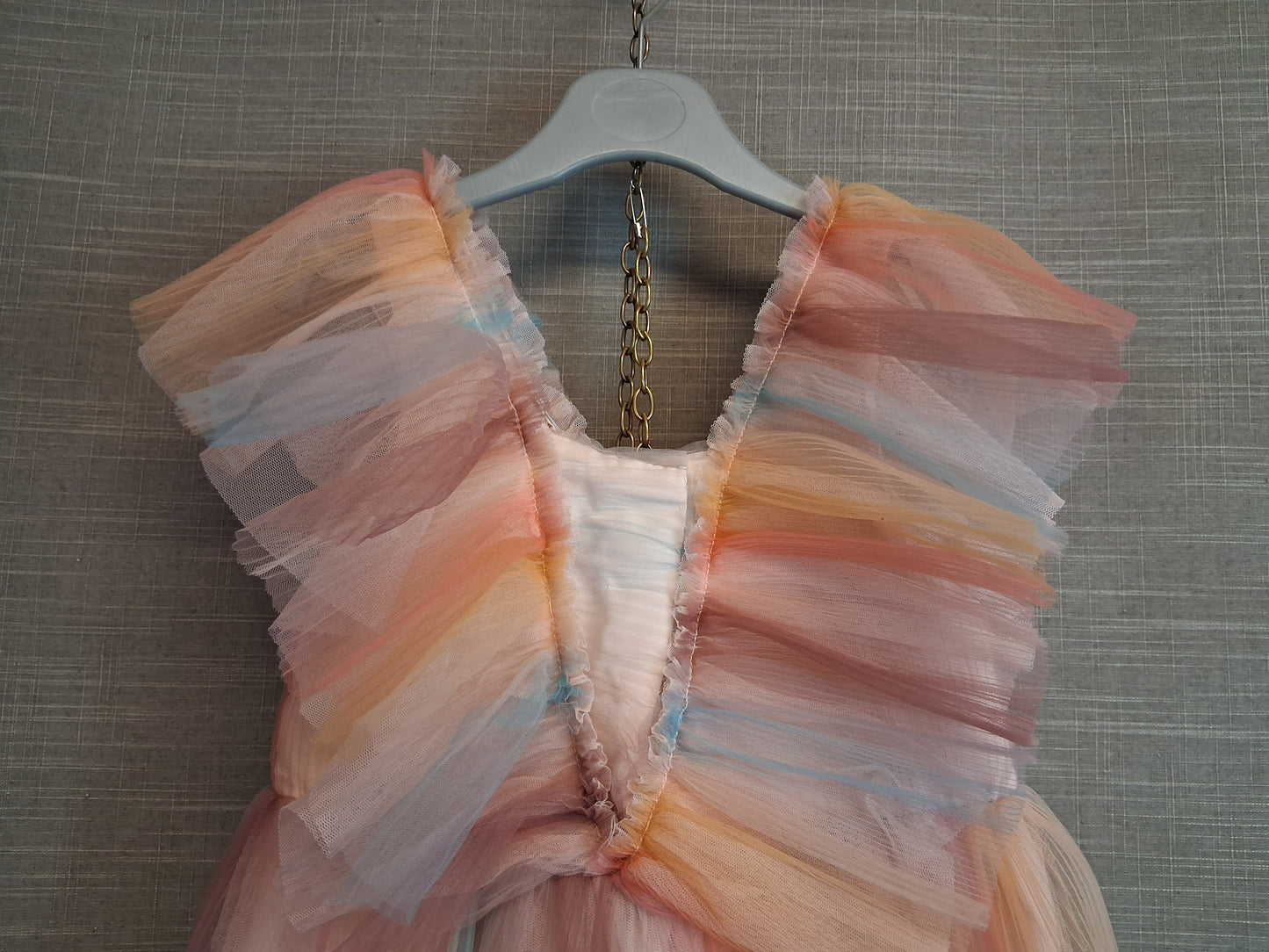 H&M Girls Party Dress Pastel Rainbow Age 7-8 Years